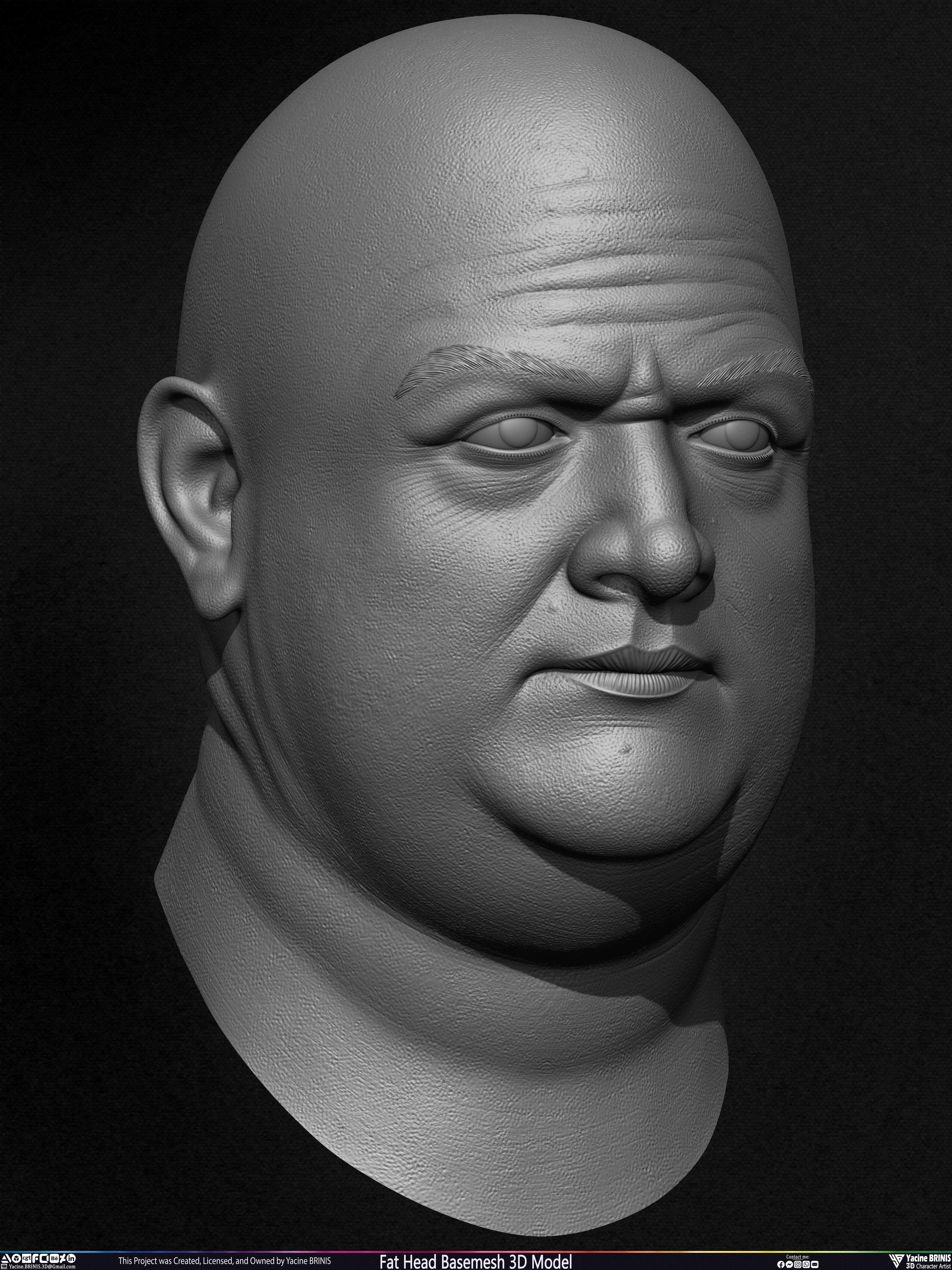 Fat Head Basemesh 3D Model Sculpted by Yacine BRINIS Set 012