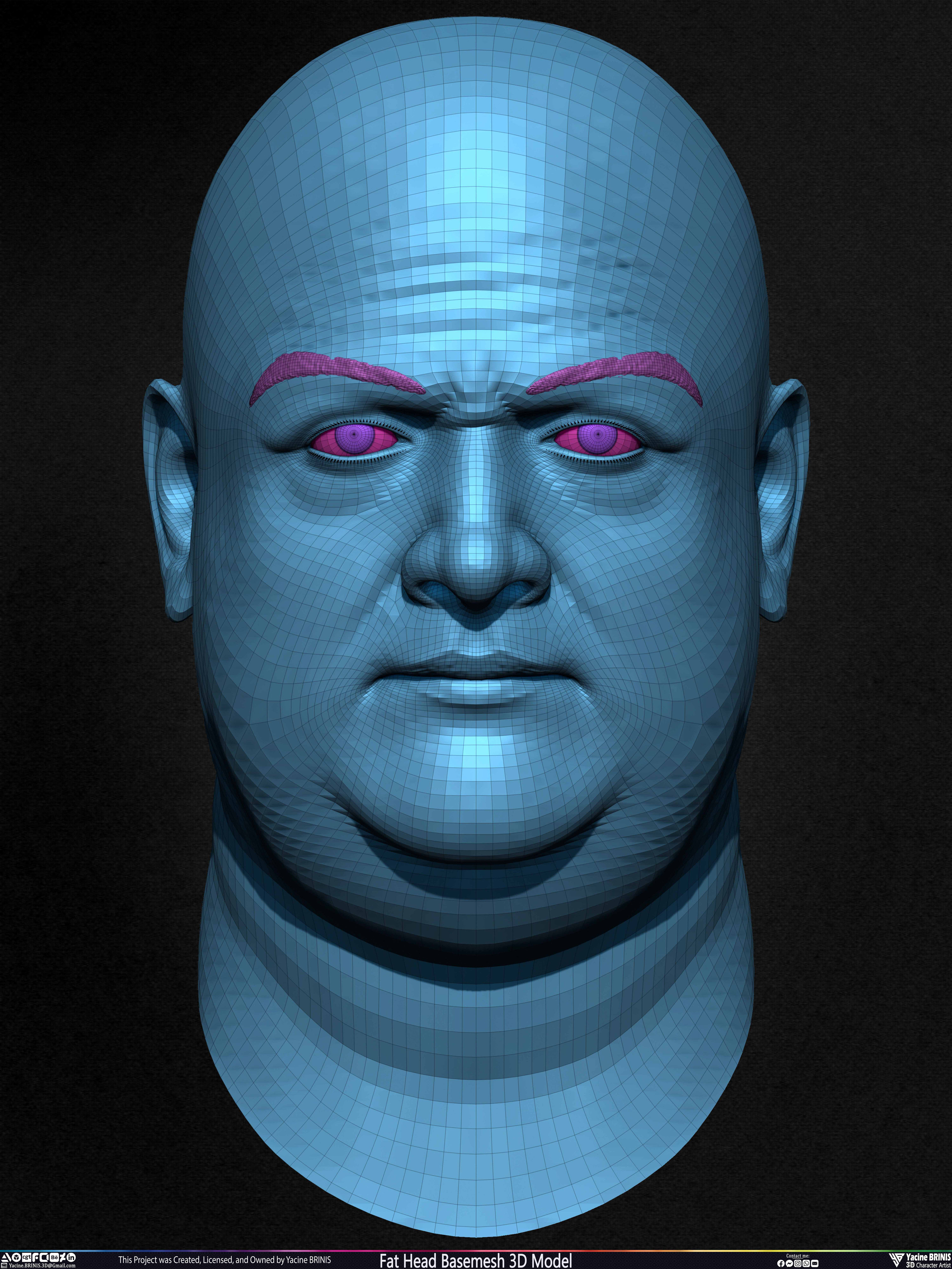 Fat Head Basemesh 3D Model Sculpted by Yacine BRINIS Set 013