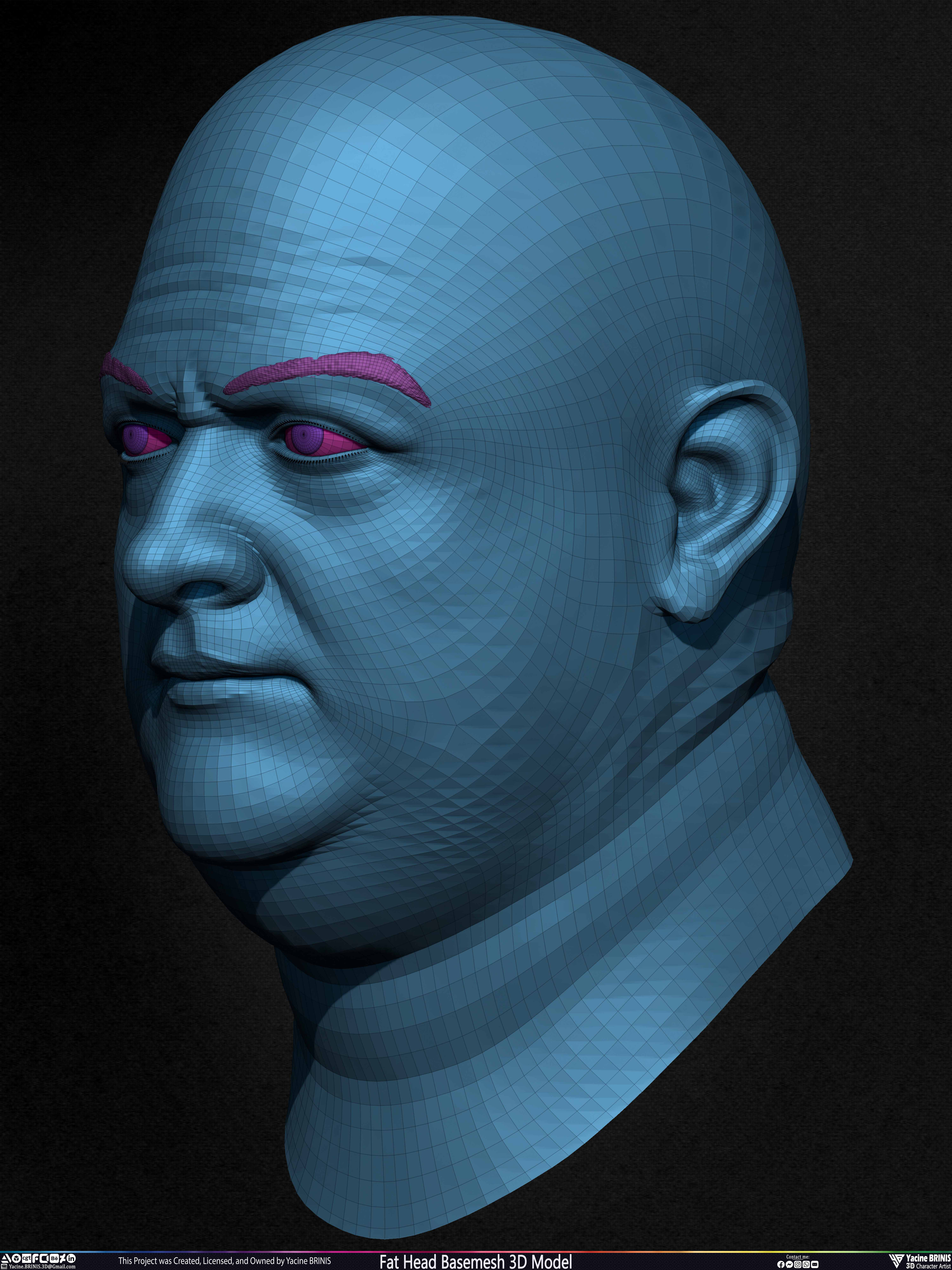 Fat Head Basemesh 3D Model Sculpted by Yacine BRINIS Set 015