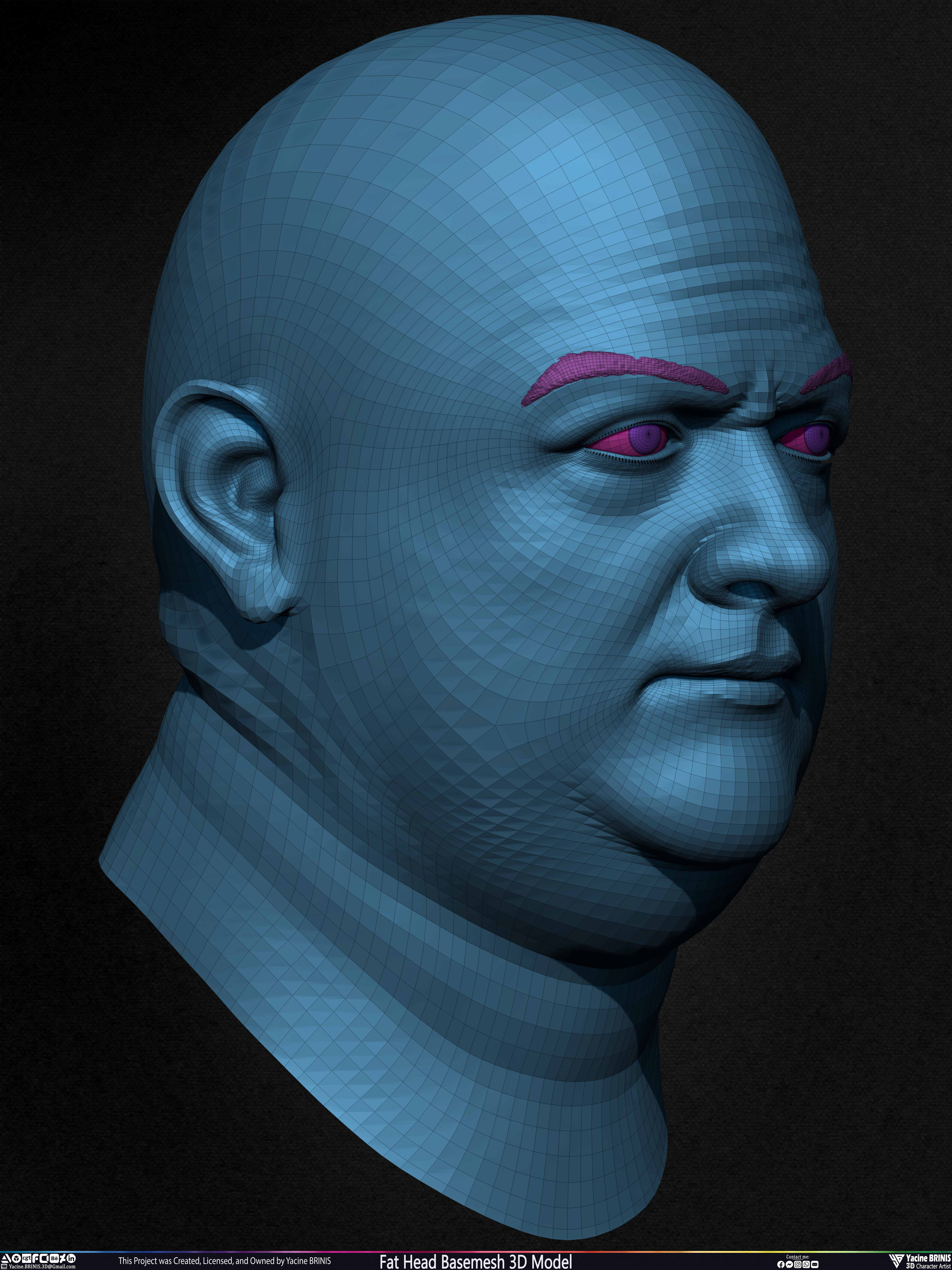 Fat Head Basemesh 3D Model Sculpted by Yacine BRINIS Set 017