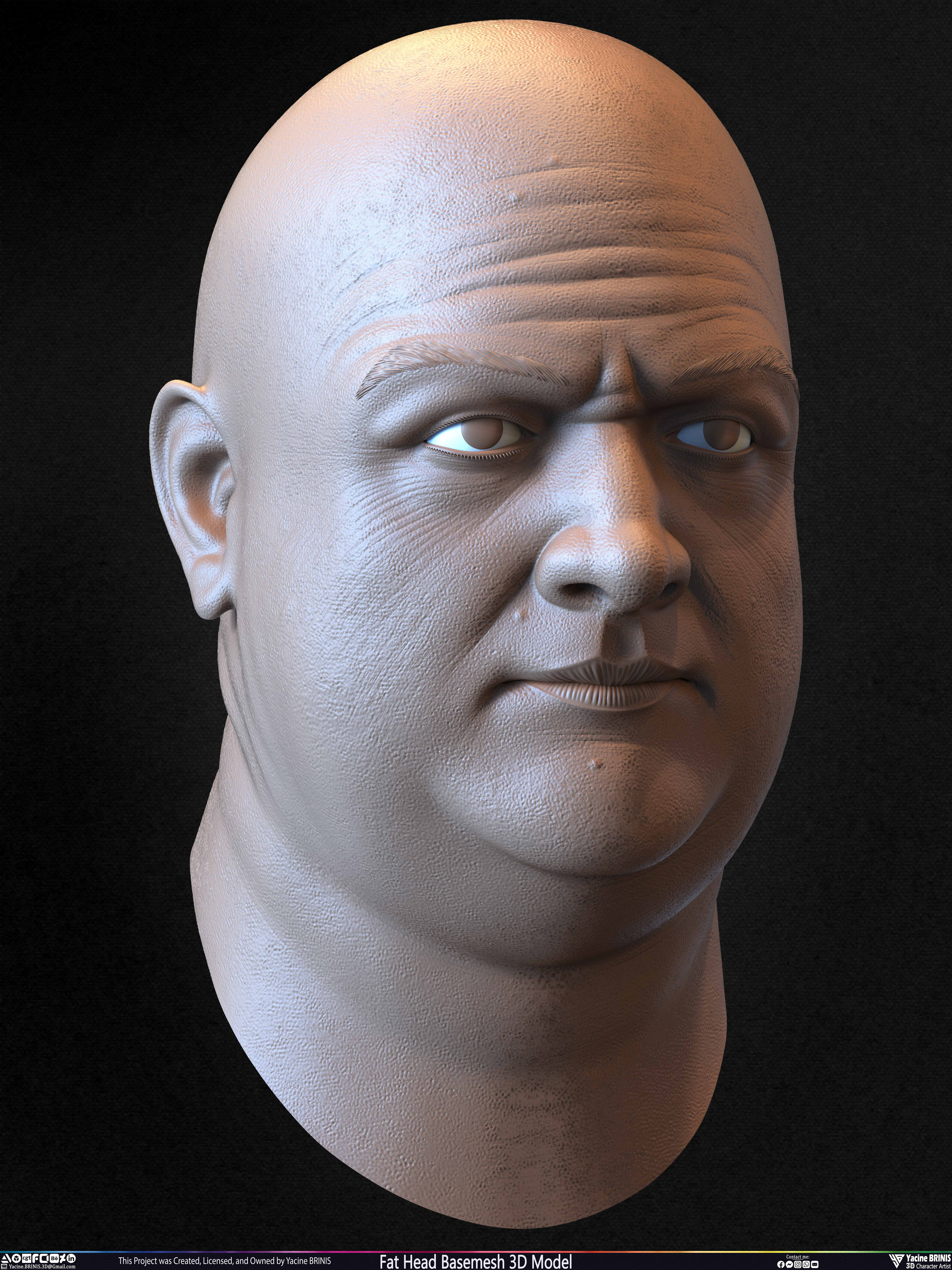 Fat Head Basemesh 3D Model Sculpted by Yacine BRINIS Set 021