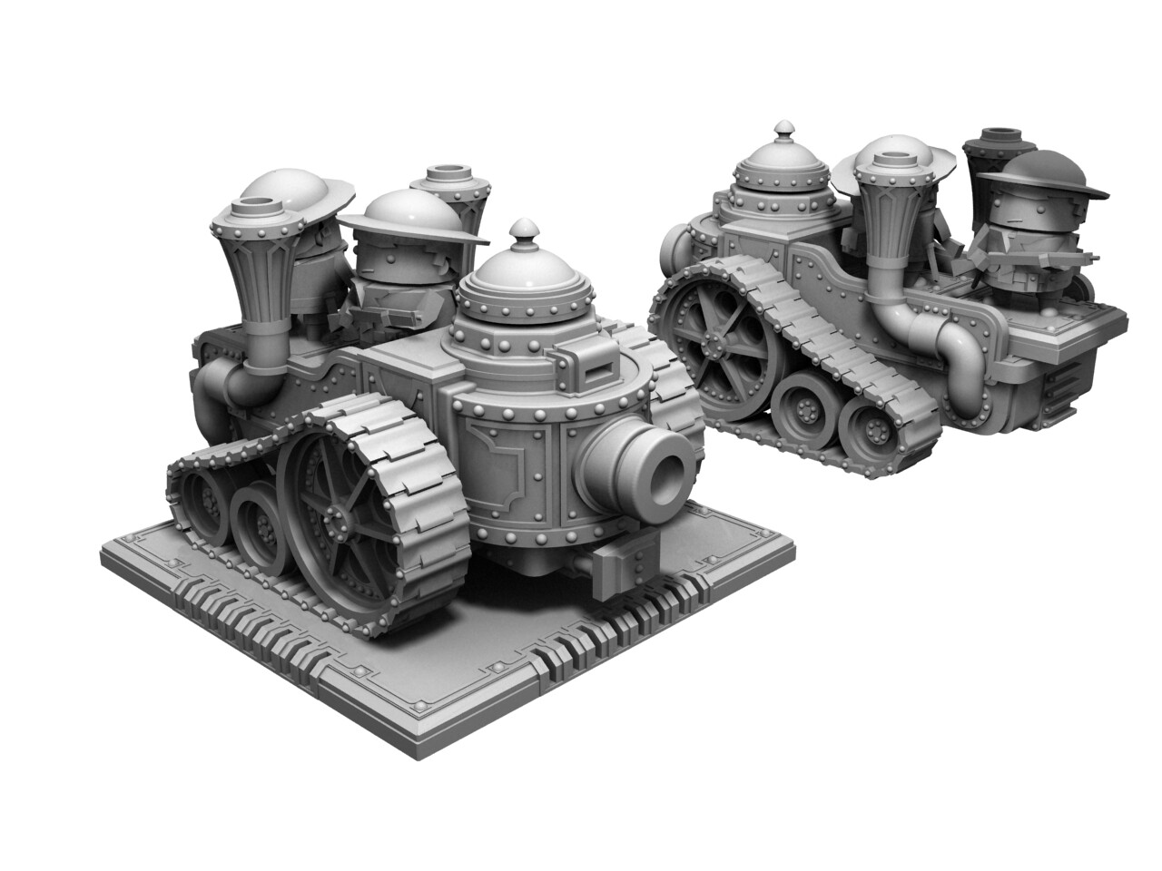 The ottoman tank with test "riders" to ensure that it will fit extra troops.