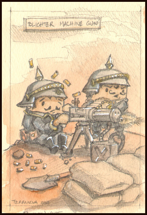 A watercolor I did of some Blight infantry. 