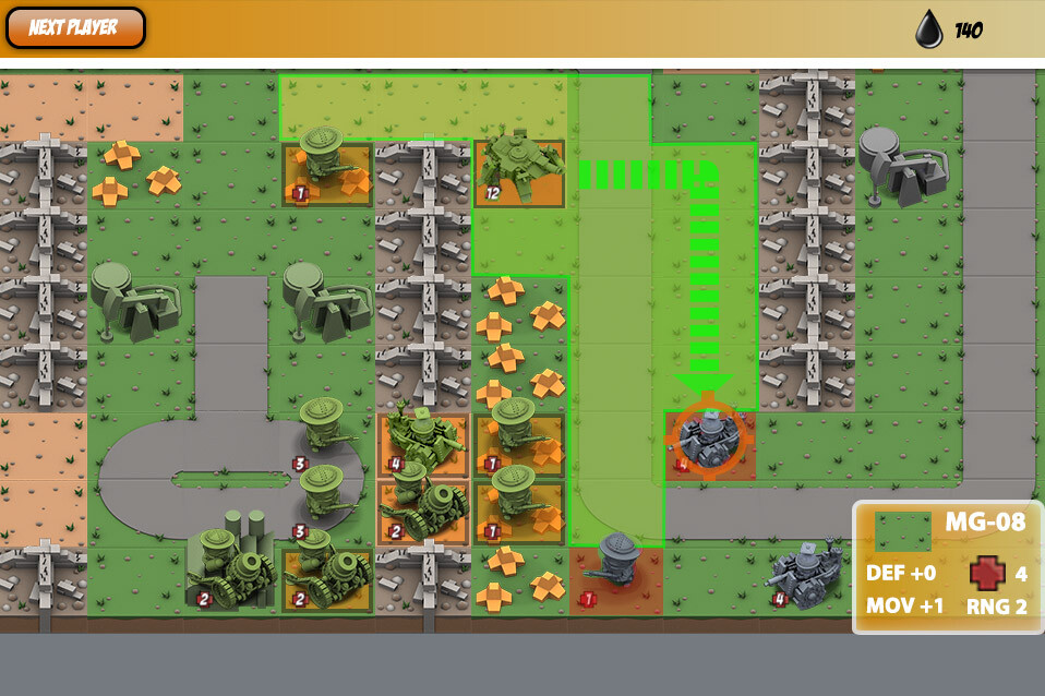 For this Advance Wars style game I made all the elements in 3D but didn't texture them at this early stage.