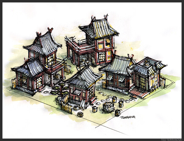 A watercolor rendering I did to establish the look and feel of this building type.