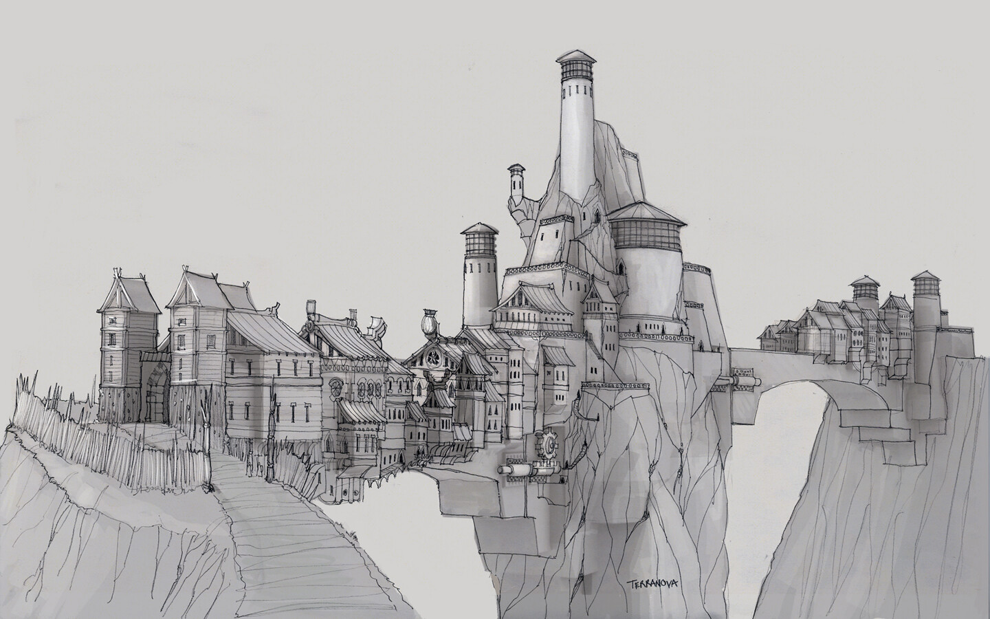 This was a concept I did for a city on a bridge. Design had the idea for a cool mechanism that would release part of the bridge during an attack.