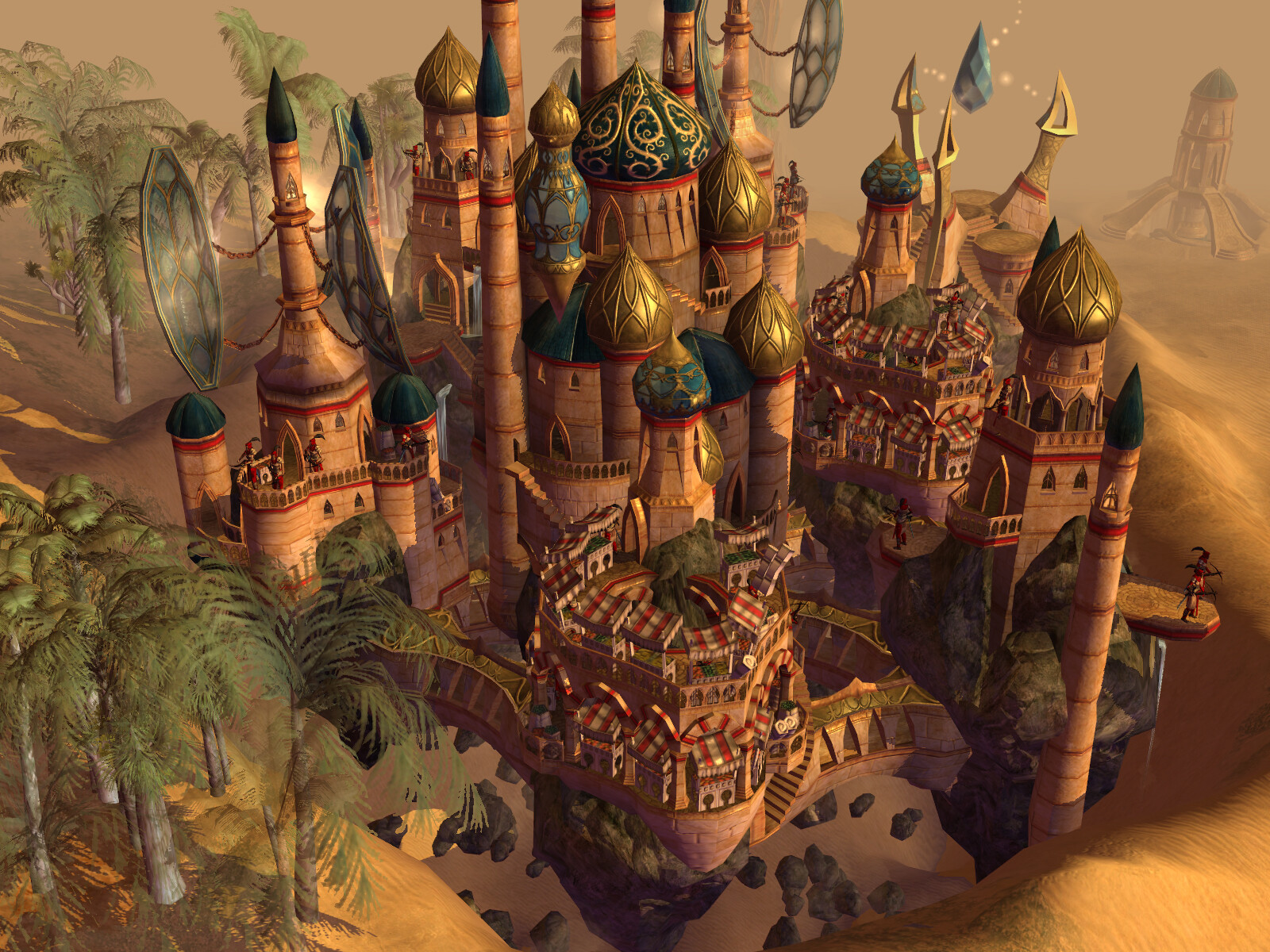 Screenshot of a large Alin city. The entire team contributed to making the building, environment and character assets.