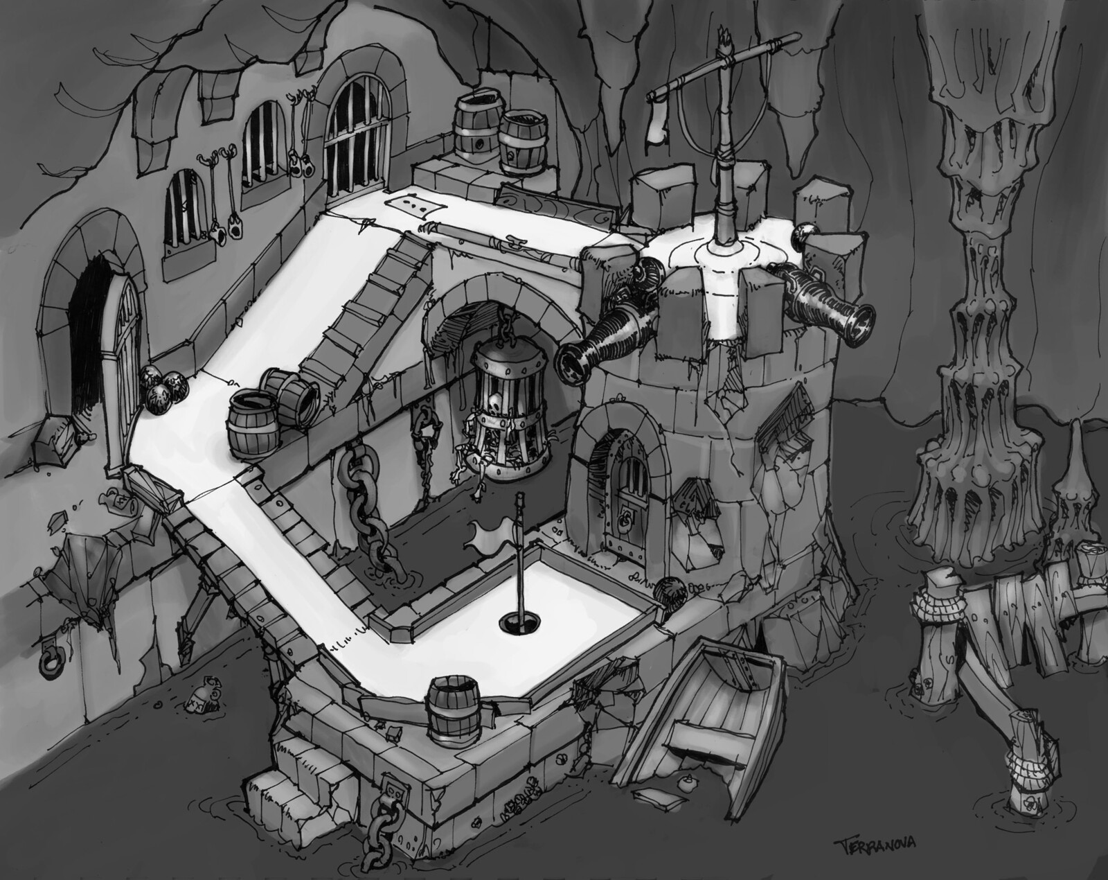I did this concept to test the idea of some play areas being in caves.