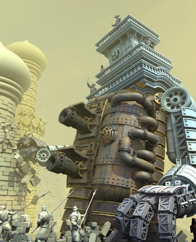 I like this work in progress shot with the various materials and "behind the scenes" feel.
