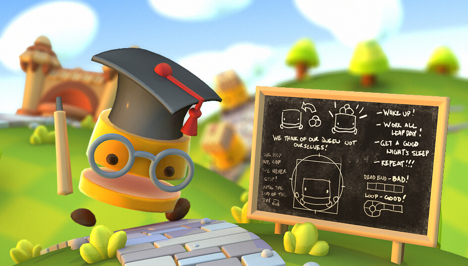 This was a fun image to make with a sort of professor of the flan giving some lessons to new players.