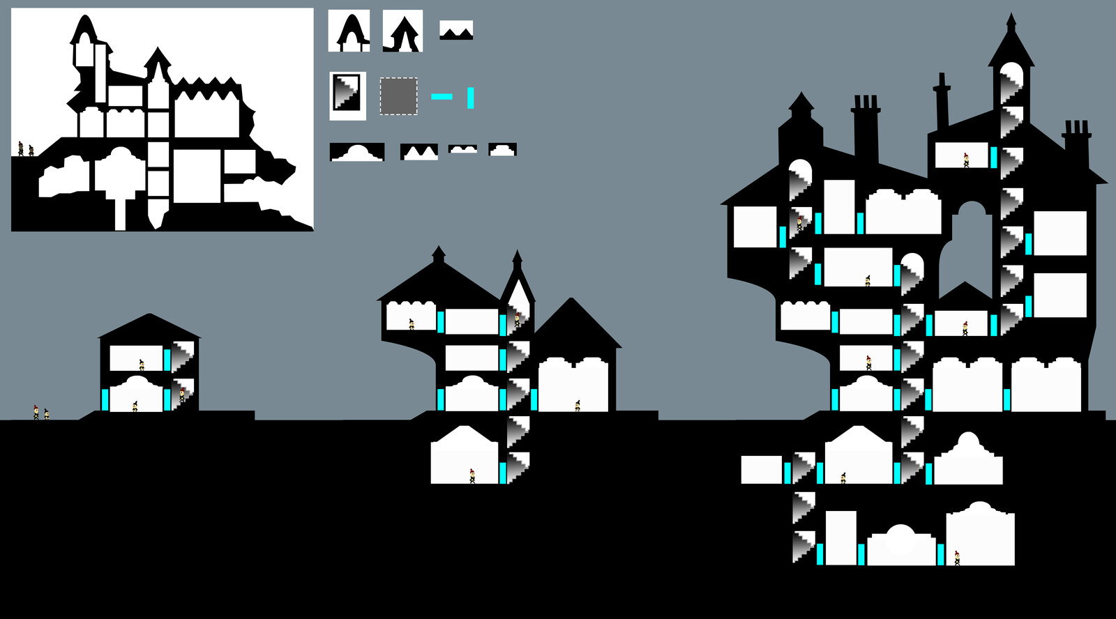 These are mockups I did in photoshop to help work out how the schools might be built.