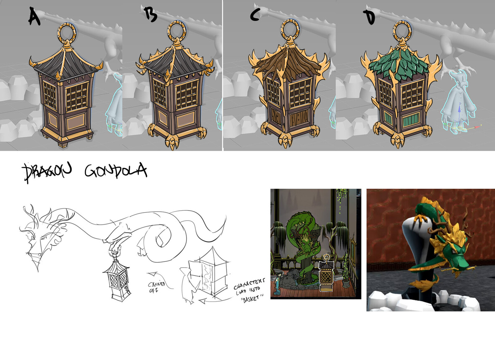 I did these concepts of the Gondola used by the dragon to ferry mages on missions. 