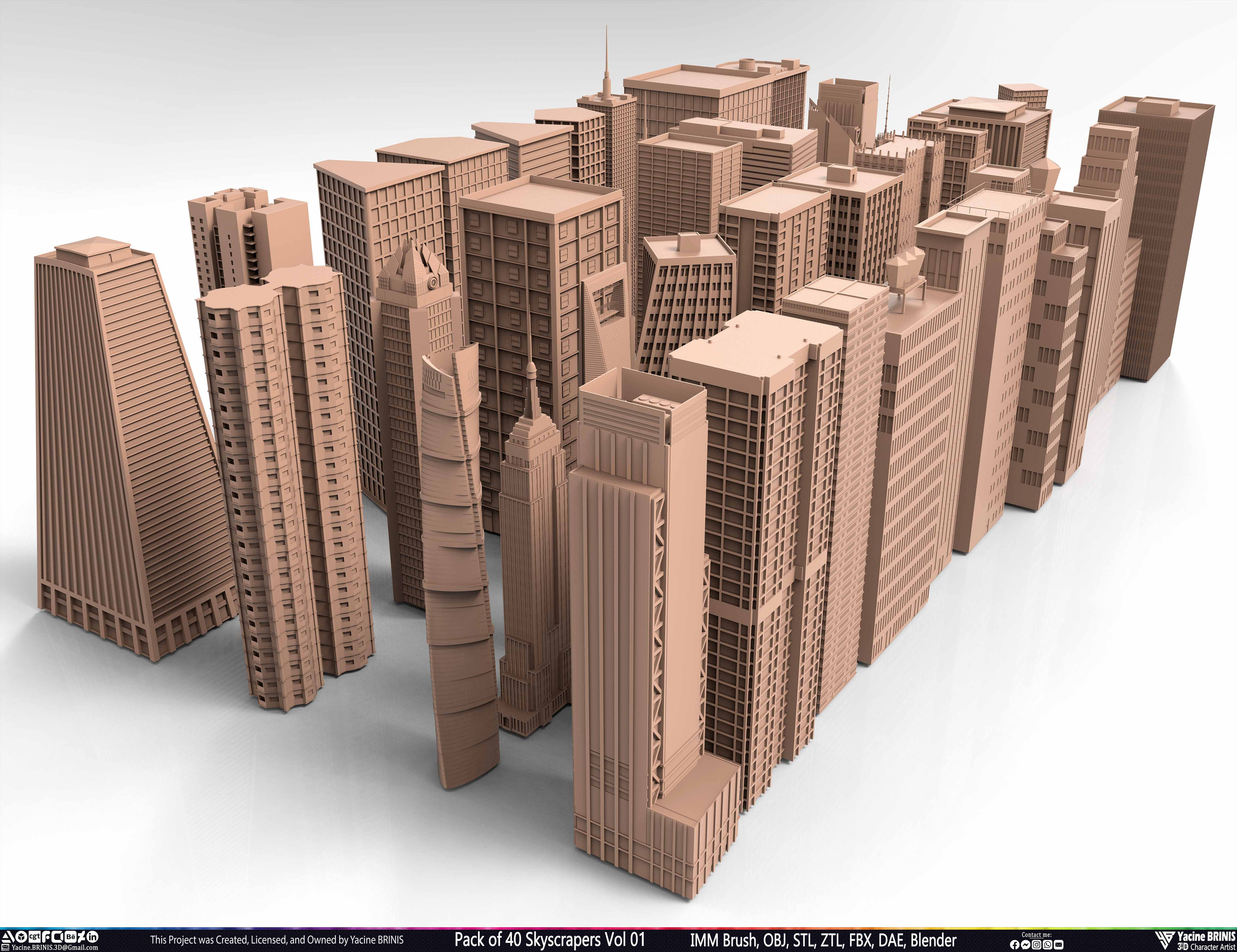 Pack of Skyscrapers Sculpted by Yacine BRINIS Set 001