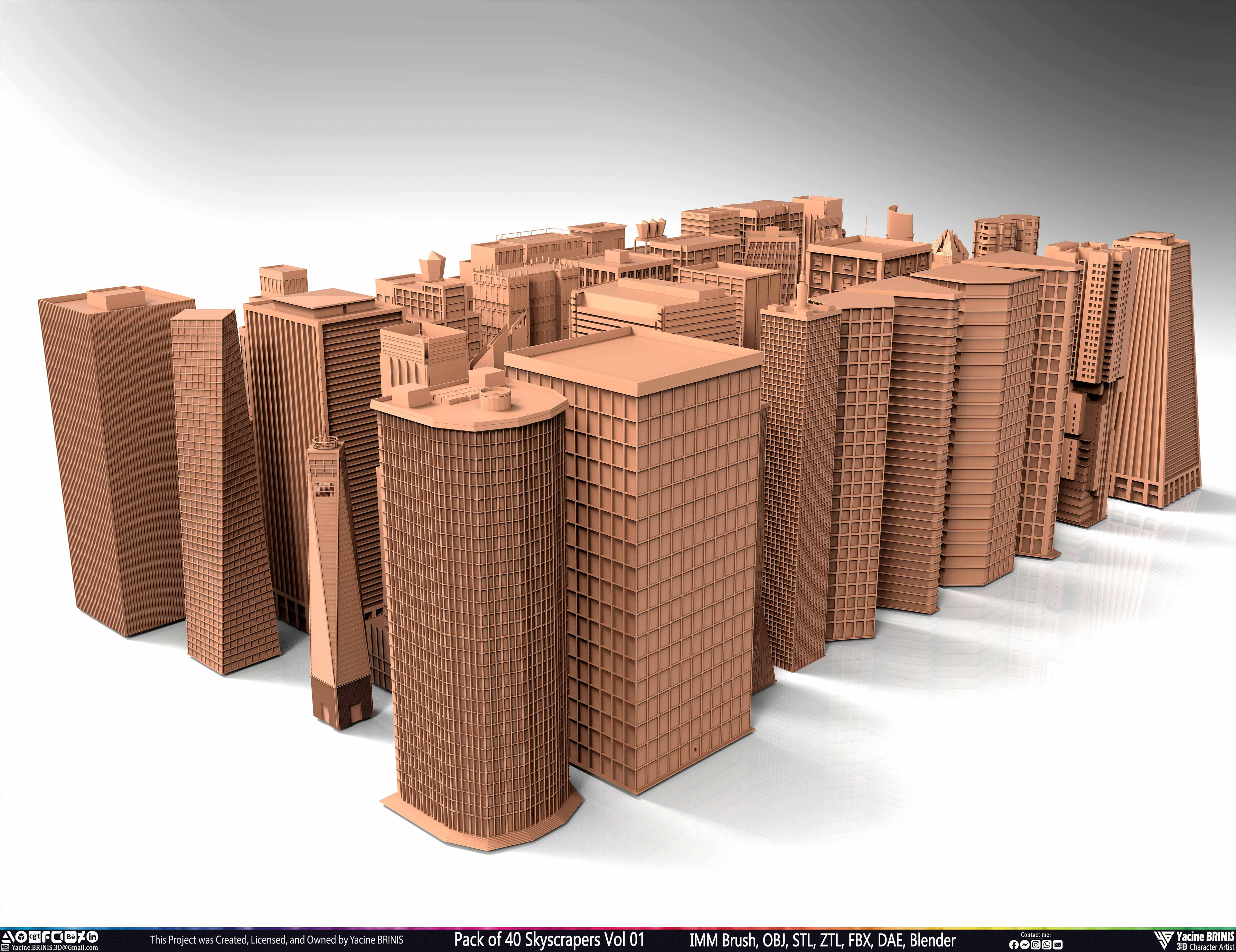 Pack of Skyscrapers Sculpted by Yacine BRINIS Set 002