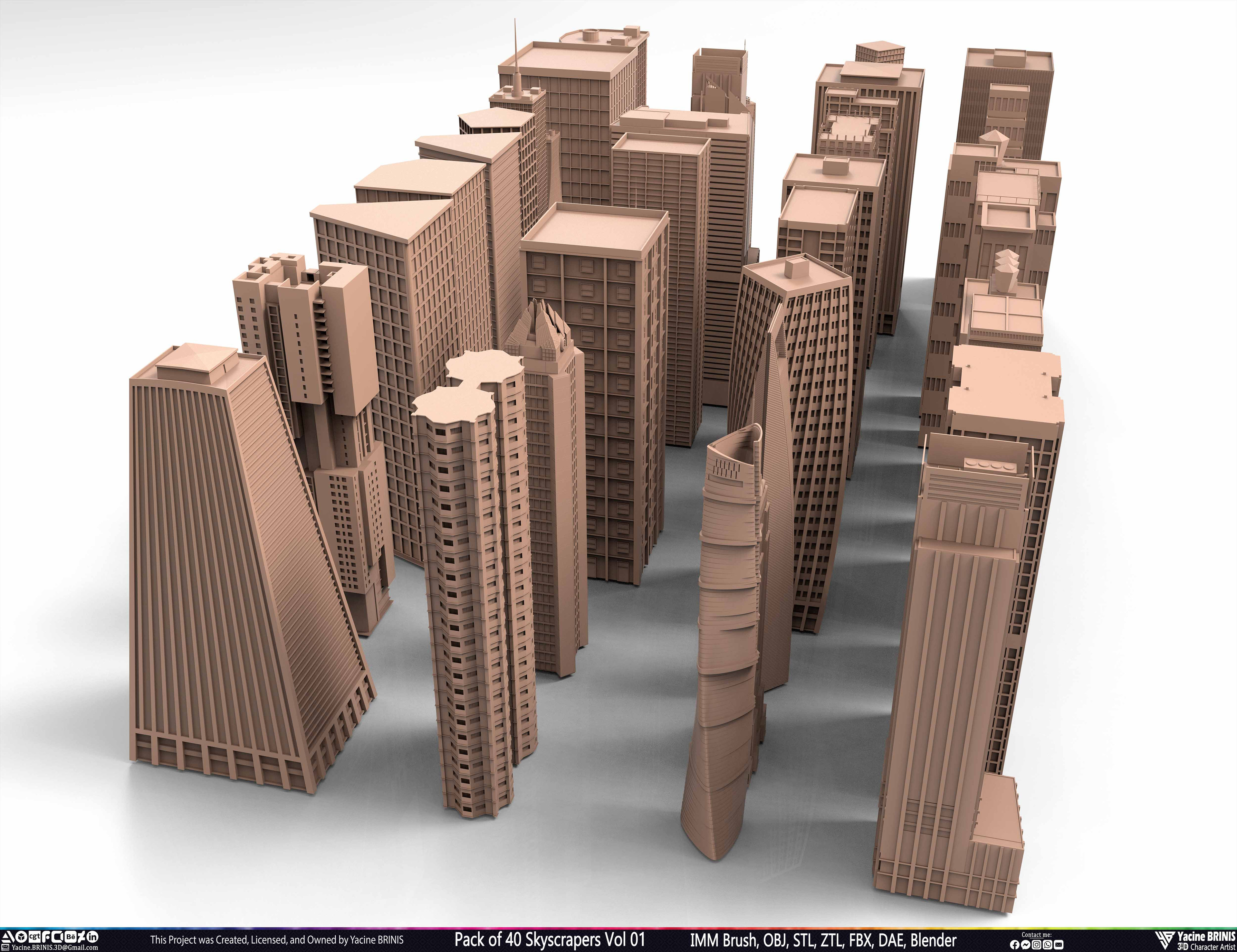 Pack of Skyscrapers Sculpted by Yacine BRINIS Set 005