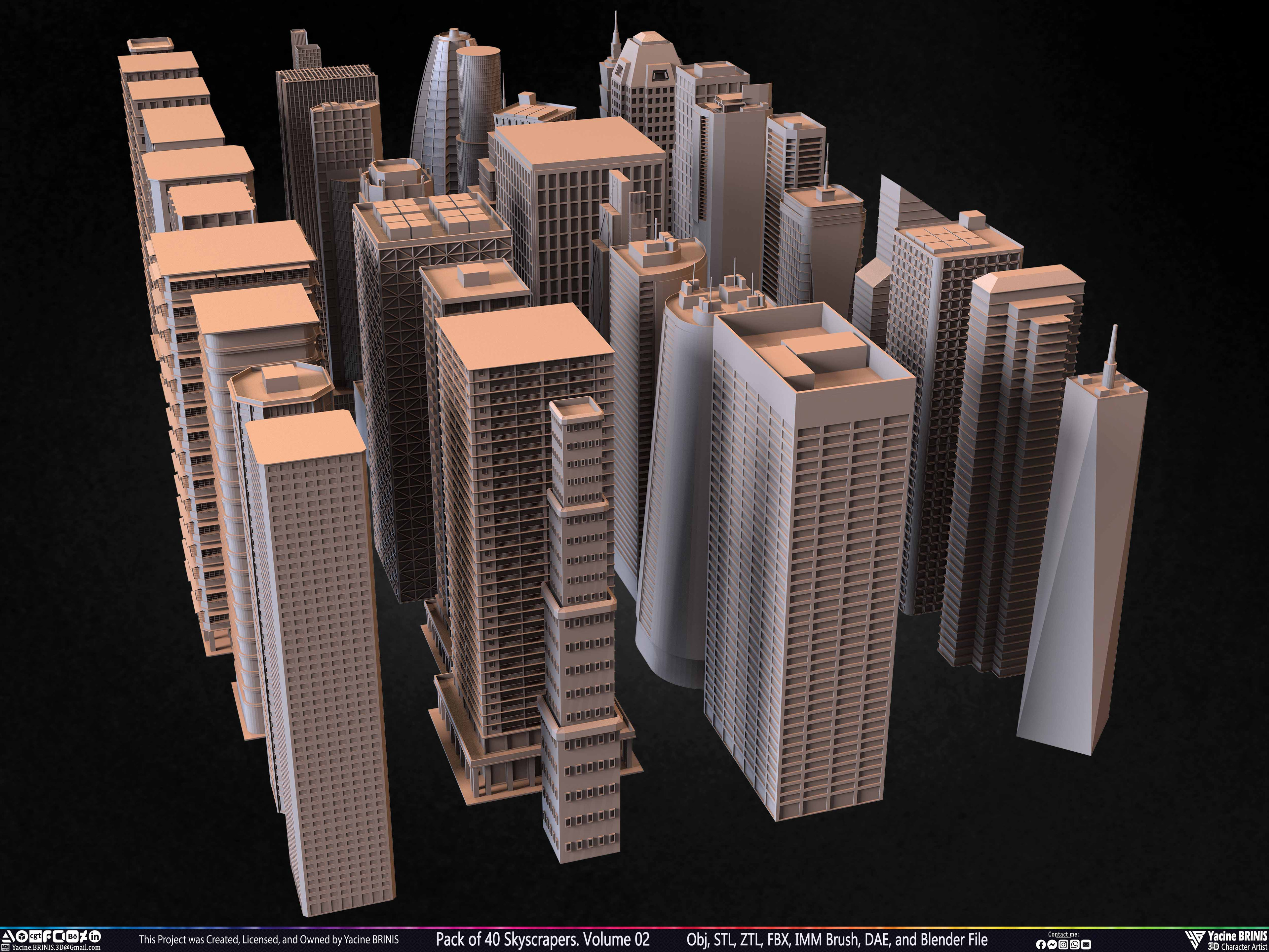 Pack of Skyscrapers Sculpted by Yacine BRINIS Set 031