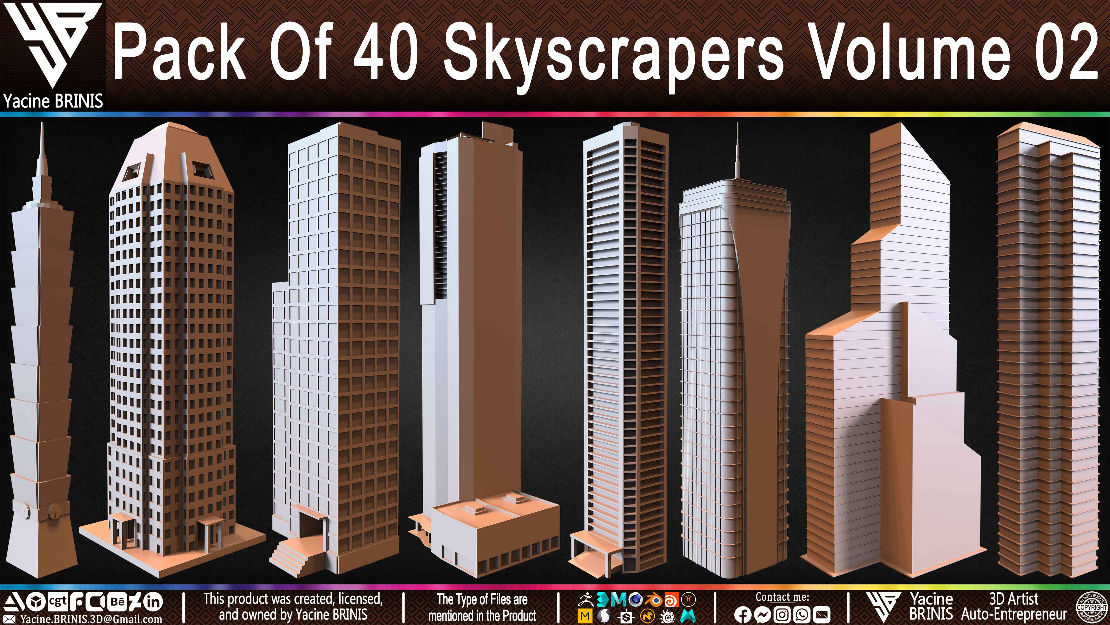 Pack of Skyscrapers Sculpted by Yacine BRINIS Set 033