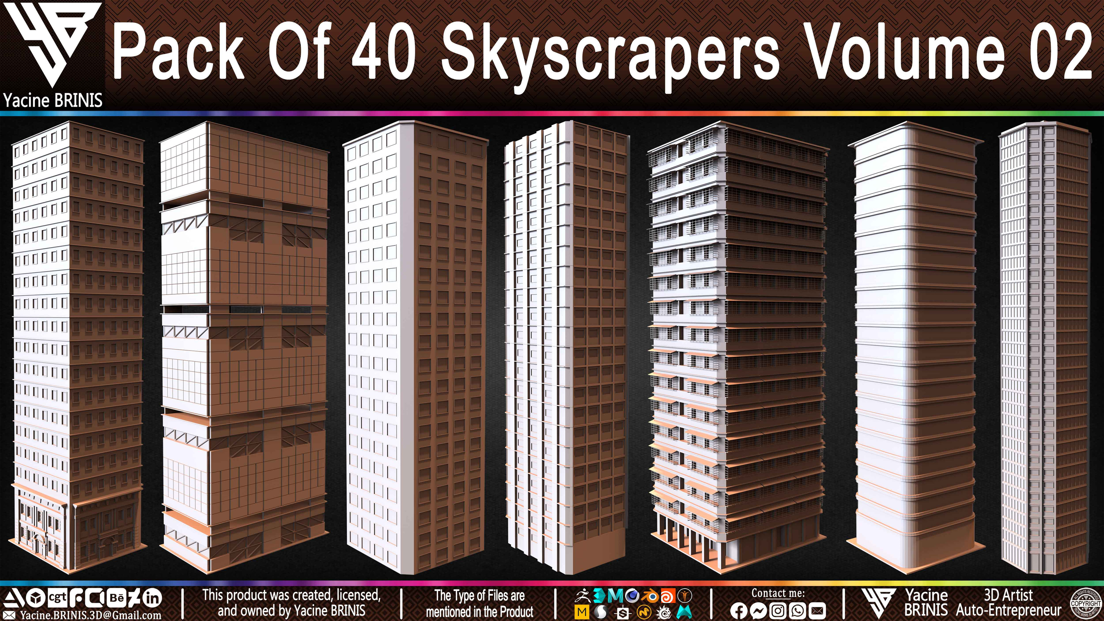 Pack of Skyscrapers Sculpted by Yacine BRINIS Set 037