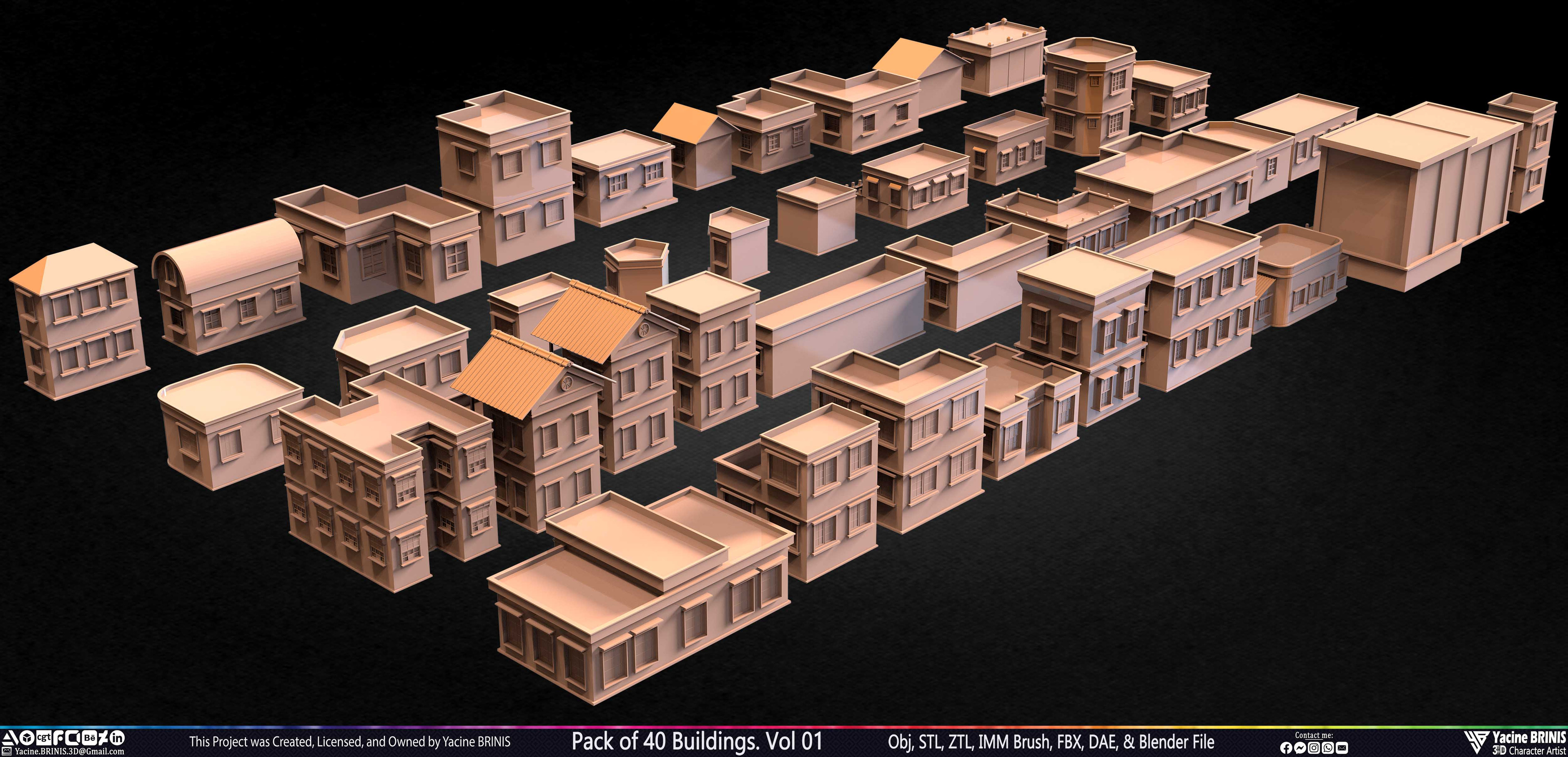 Pack of Buildings Sculpted by Yacine BRINIS Set 017