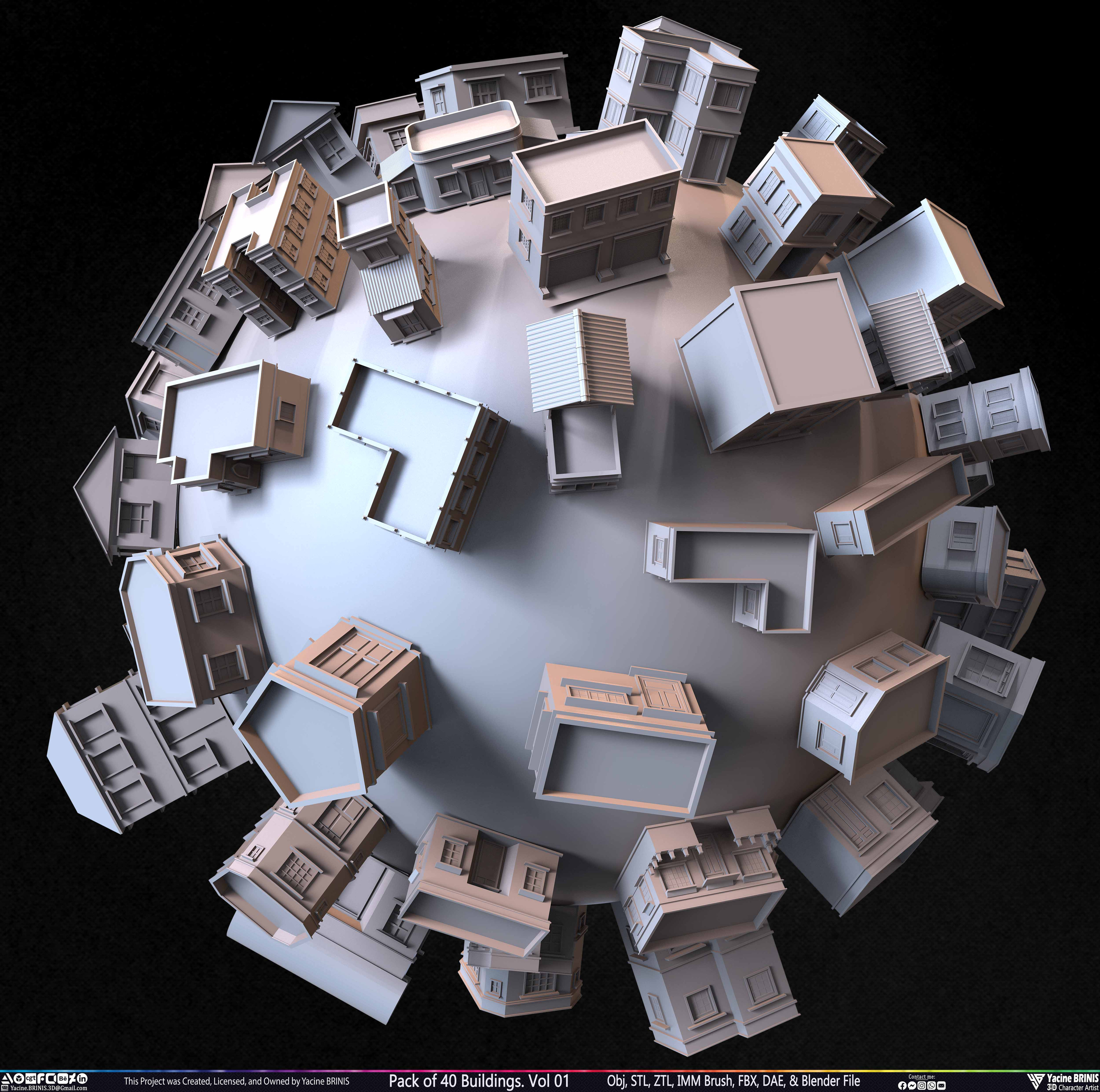 Pack of Buildings Sculpted by Yacine BRINIS Set 023