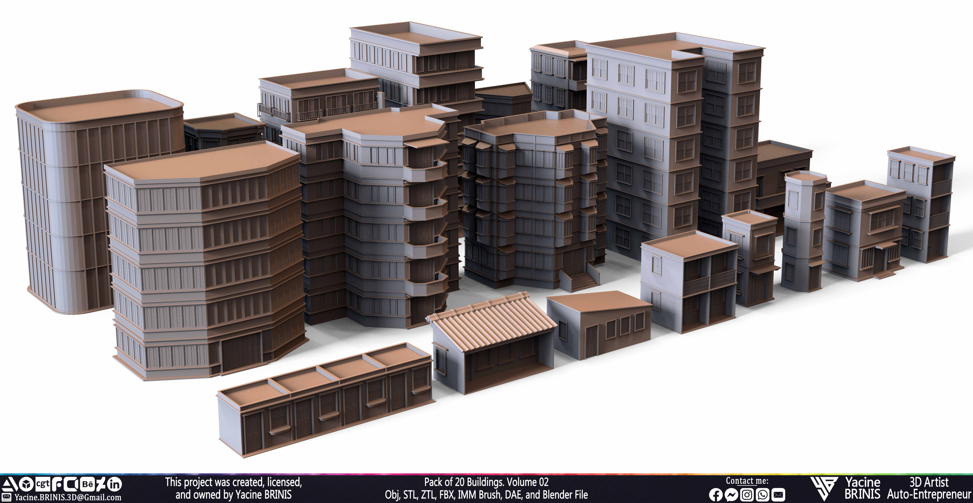 Pack of Buildings Sculpted by Yacine BRINIS Set 025