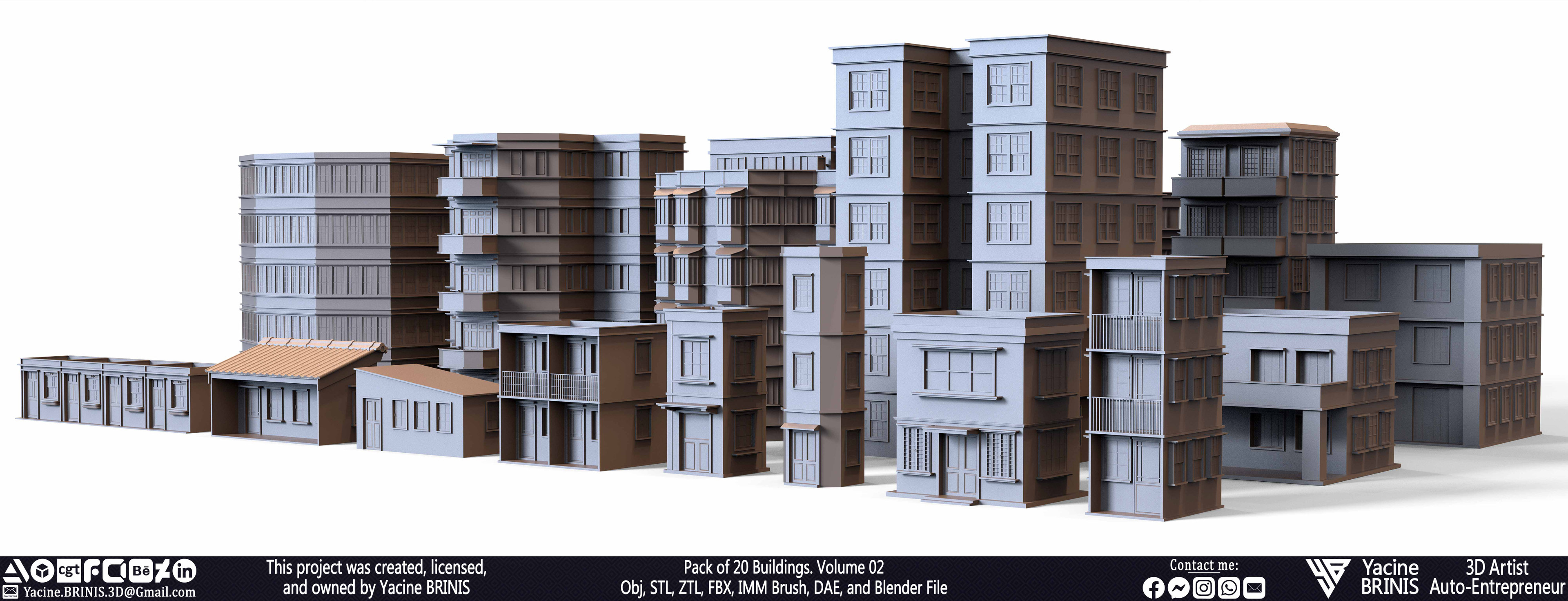 Pack of Buildings Sculpted by Yacine BRINIS Set 030