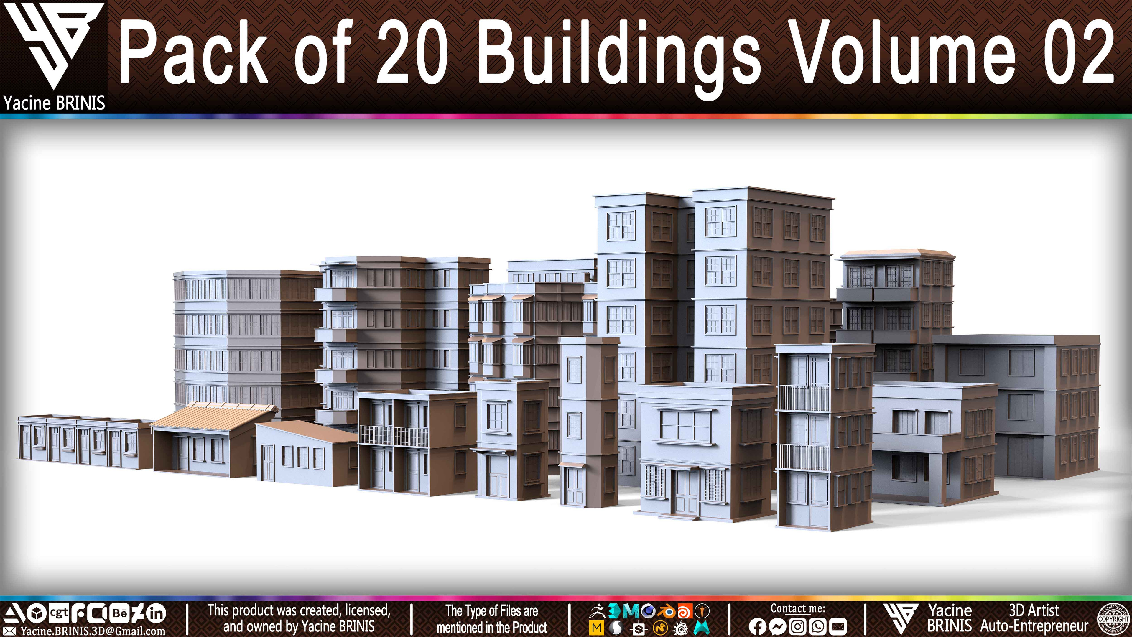 Pack of Buildings Sculpted by Yacine BRINIS Set 031