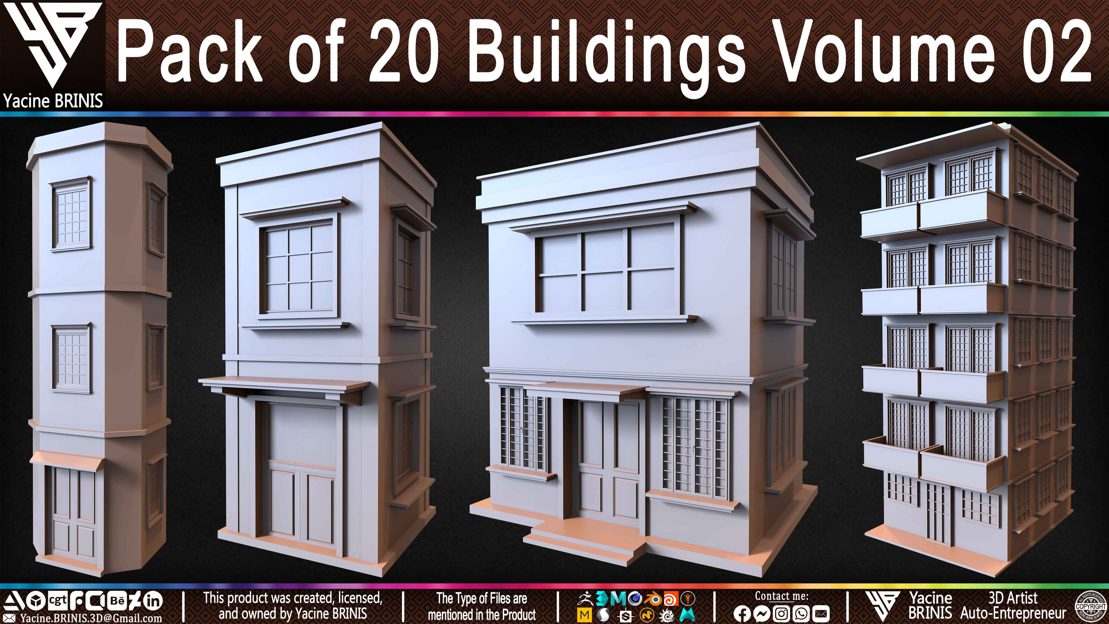 Pack of Buildings Sculpted by Yacine BRINIS Set 034