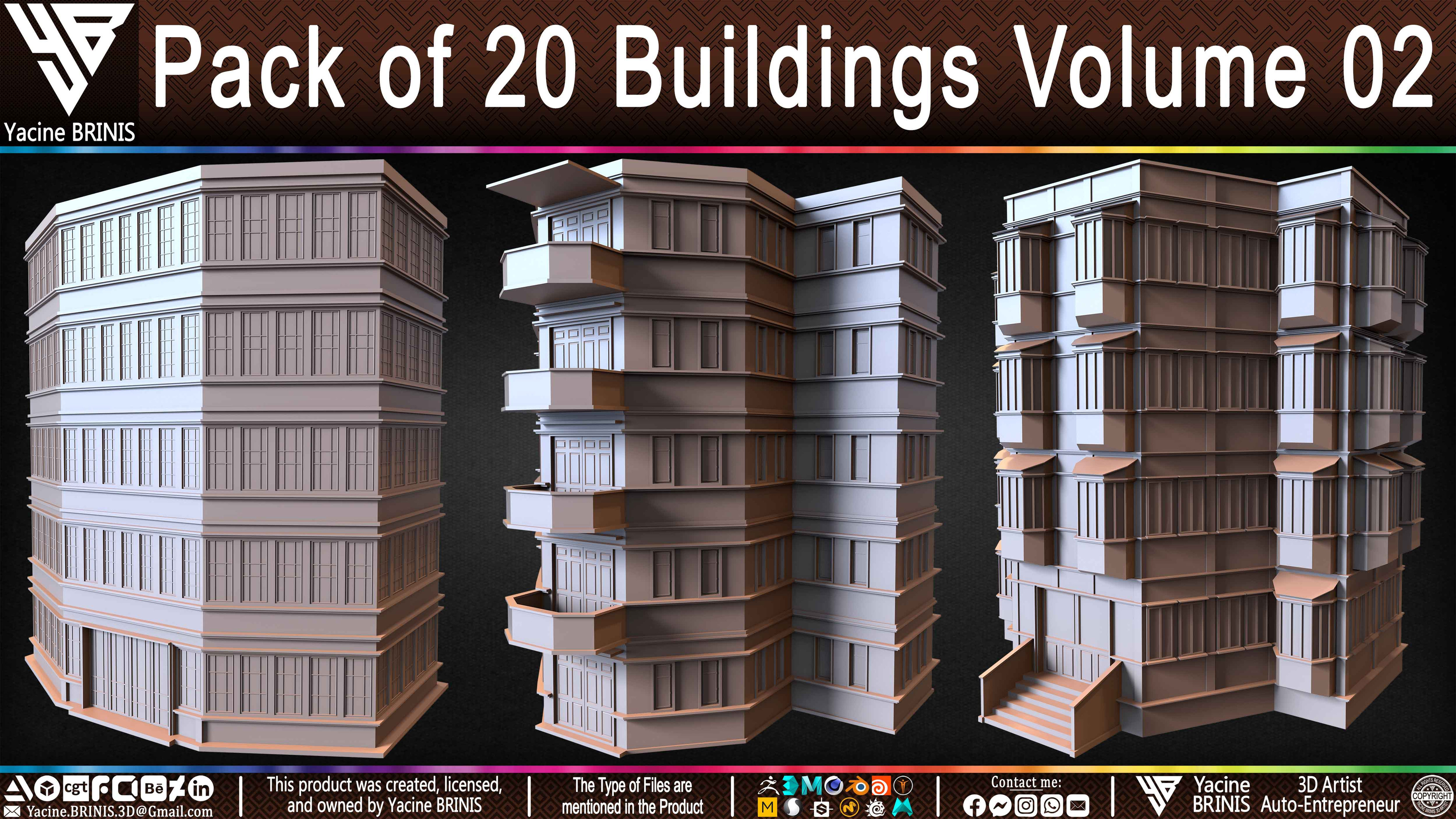 Pack of Buildings Sculpted by Yacine BRINIS Set 035