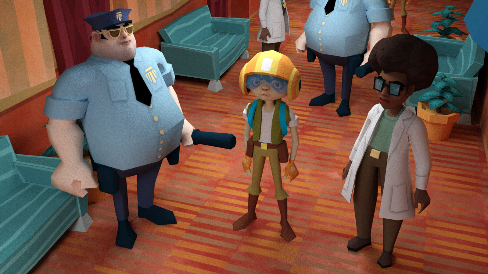 A test of the characters in a hallway environment .
