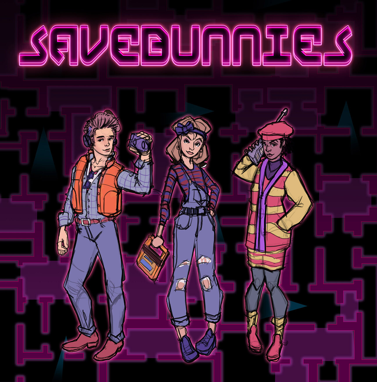 Here I was trying out a more realistic 80s style with some iconic style influences from that time period.