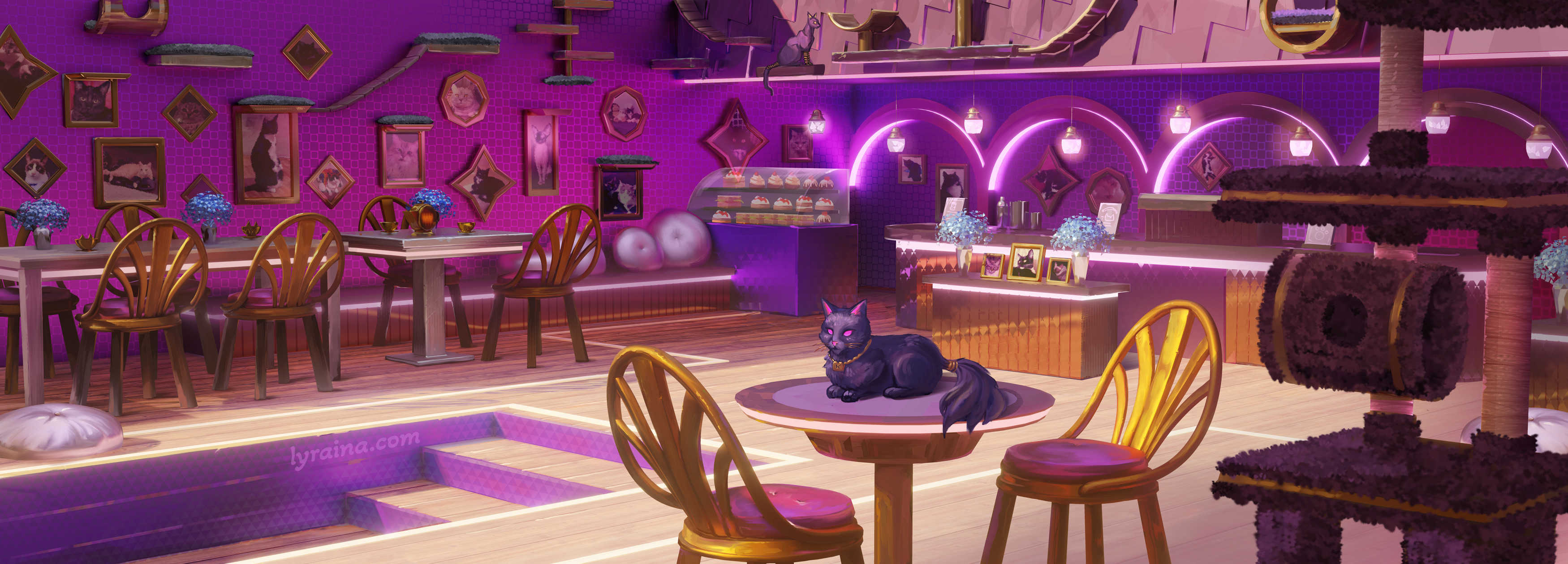 Cat Cafe: 3D base + painting by me.