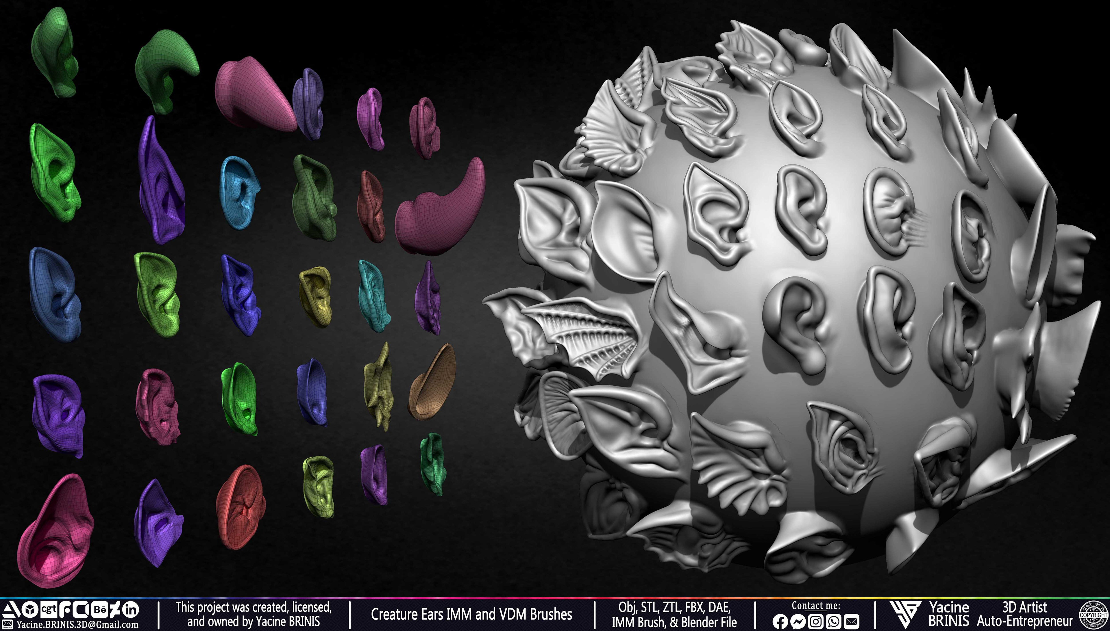 Creature Ears IMM and VDM Brushes Sculpted by Yacine BRINIS Vol 1 Set 05