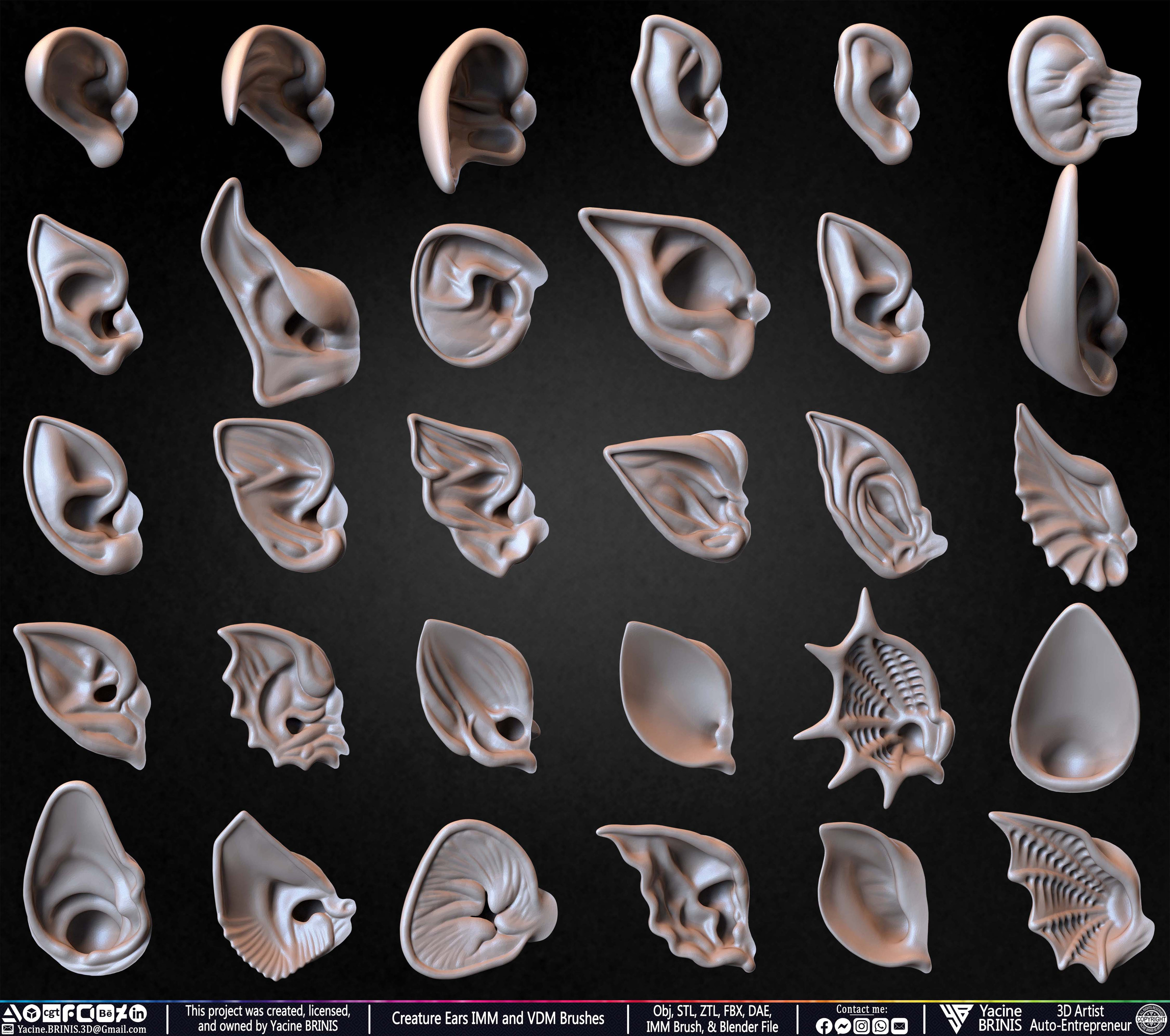 Creature Ears IMM and VDM Brushes Sculpted by Yacine BRINIS Vol 1 Set 12