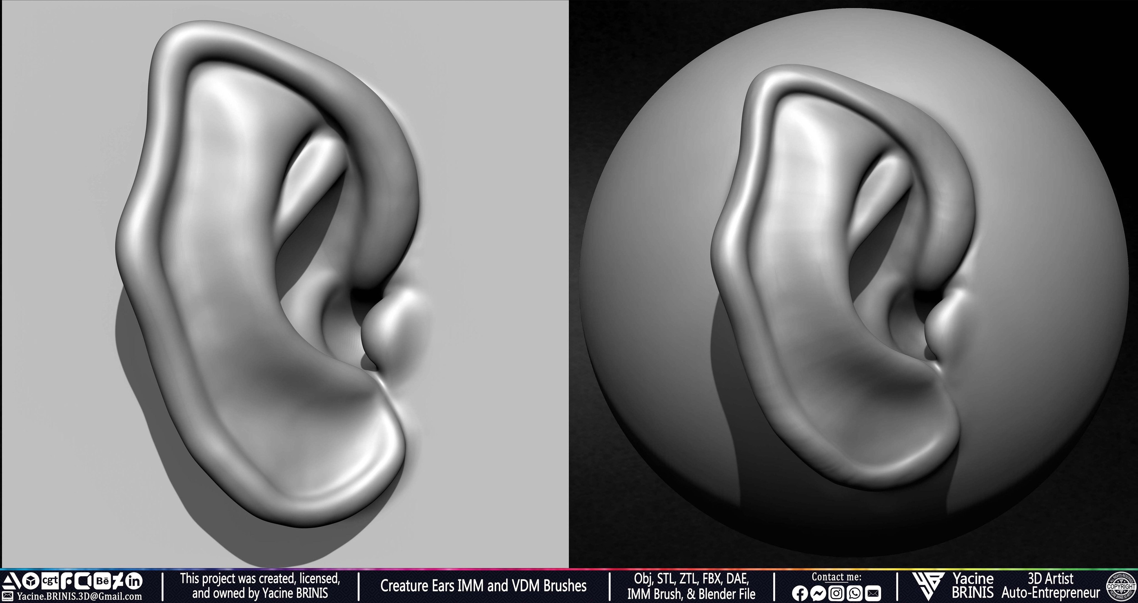 Creature Ears IMM and VDM Brushes Sculpted by Yacine BRINIS Vol 1 Set 15