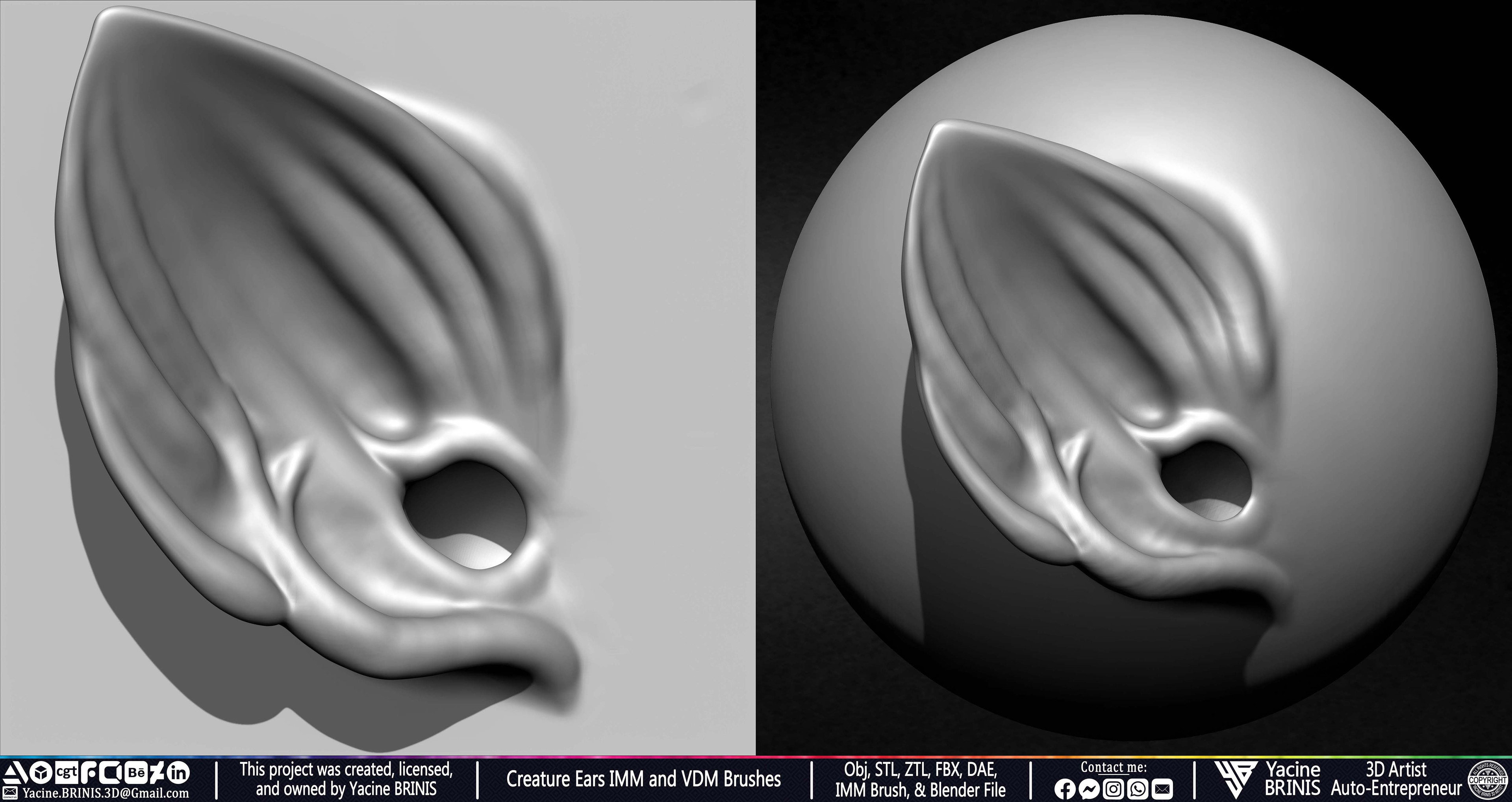 Creature Ears IMM and VDM Brushes Sculpted by Yacine BRINIS Vol 1 Set 28