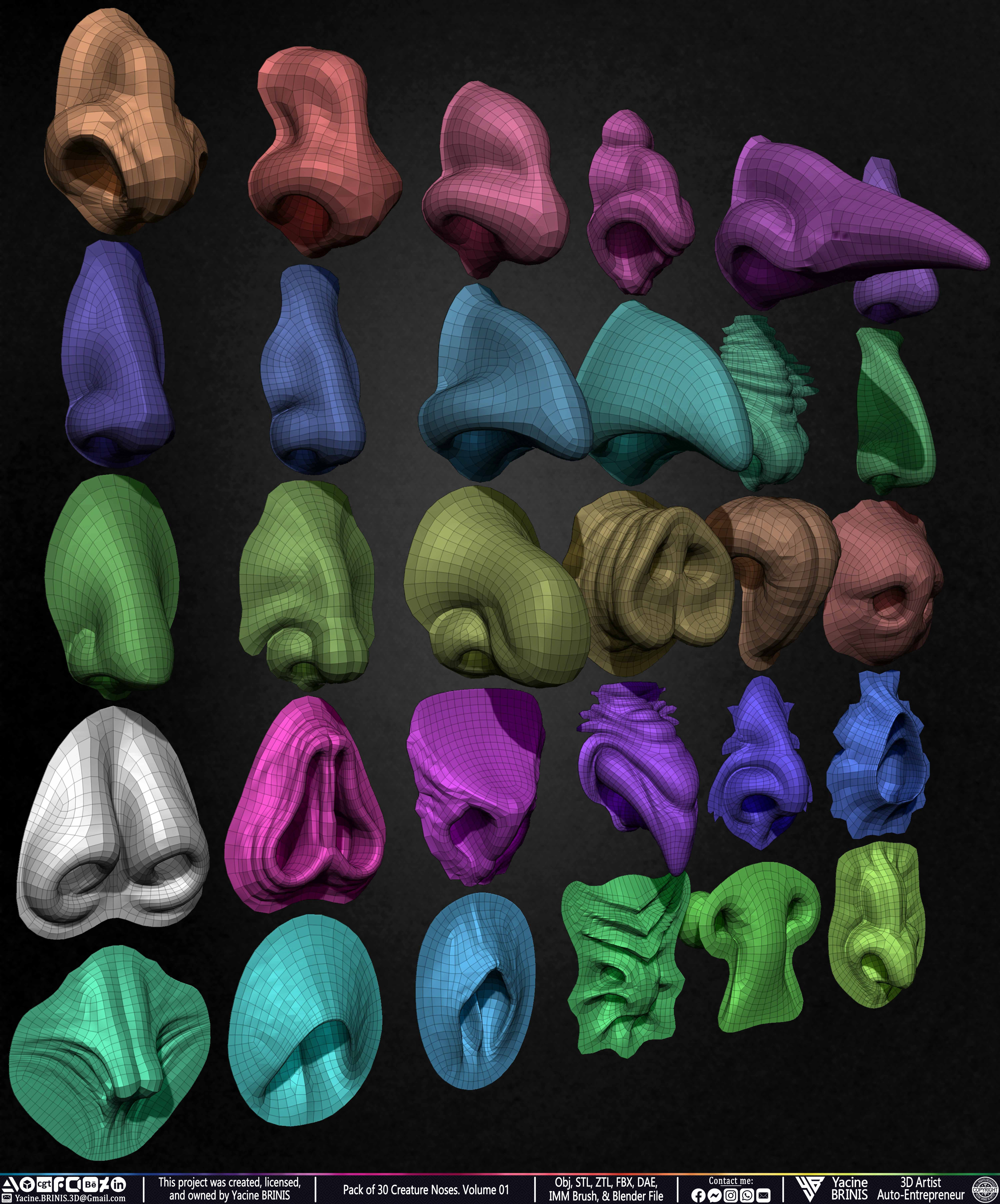 Creature Nose VDM Brush Volume 01 Sculpted by Yacine BRINIS Set 004