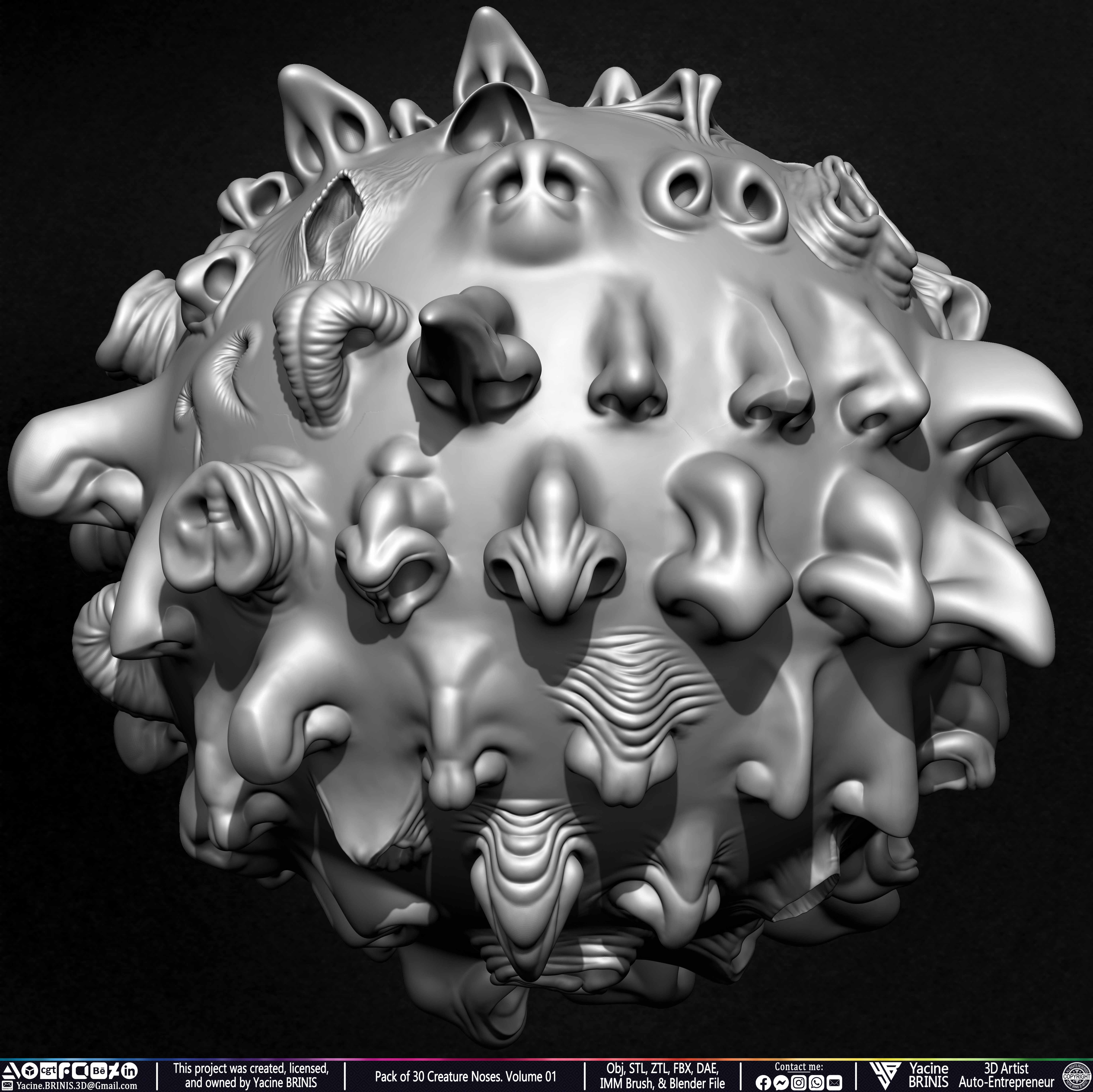 Creature Nose VDM Brush Volume 01 Sculpted by Yacine BRINIS Set 005