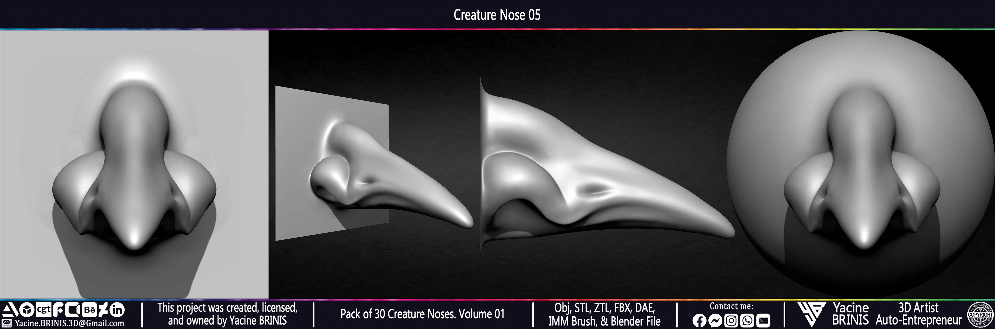 Creature Nose VDM Brush Volume 01 Sculpted by Yacine BRINIS Set 013