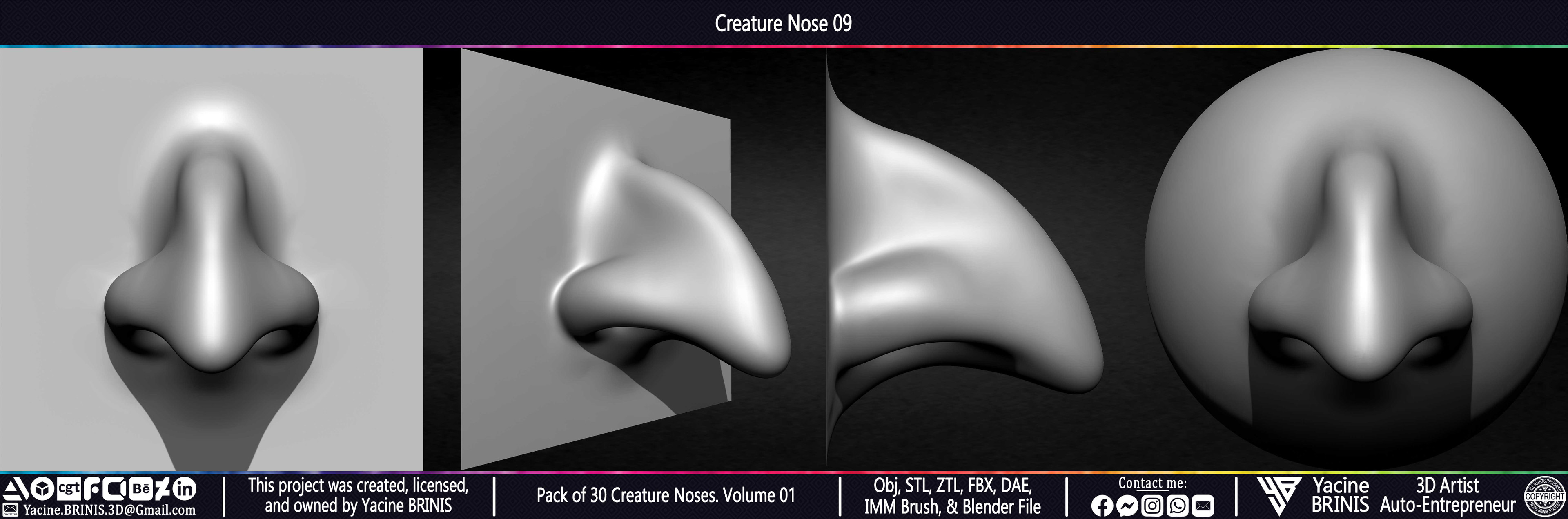 Creature Nose VDM Brush Volume 01 Sculpted by Yacine BRINIS Set 016