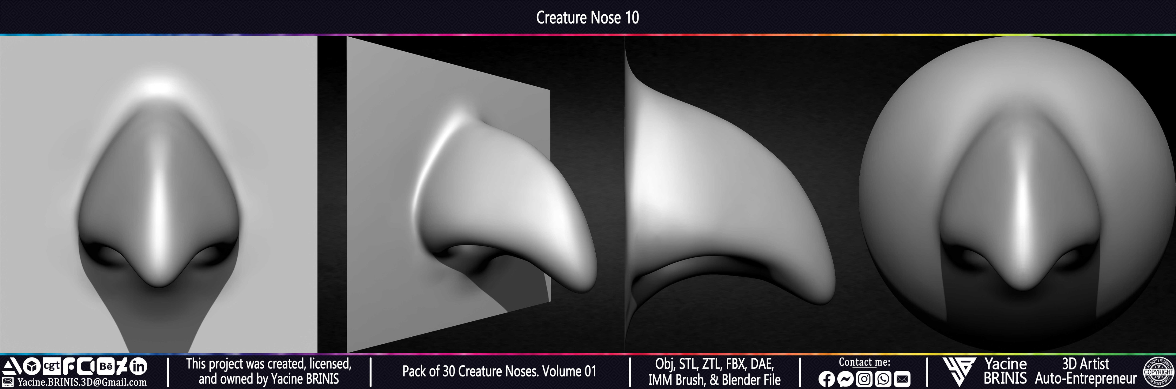 Creature Nose VDM Brush Volume 01 Sculpted by Yacine BRINIS Set 017