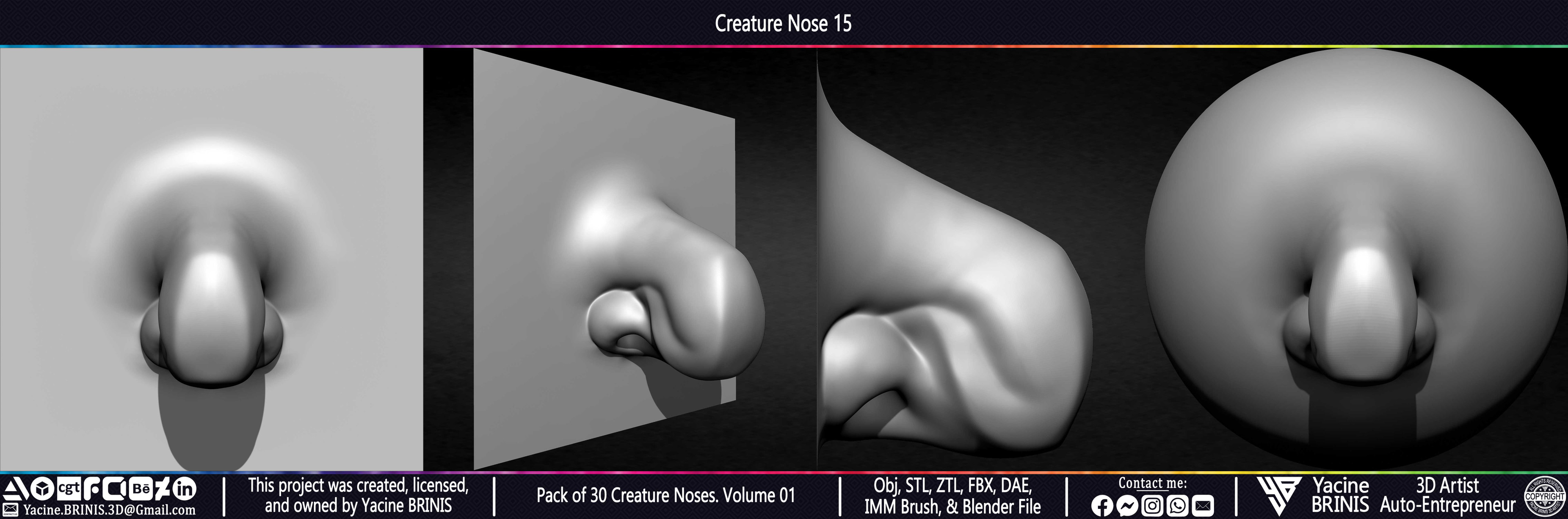 Creature Nose VDM Brush Volume 01 Sculpted by Yacine BRINIS Set 022
