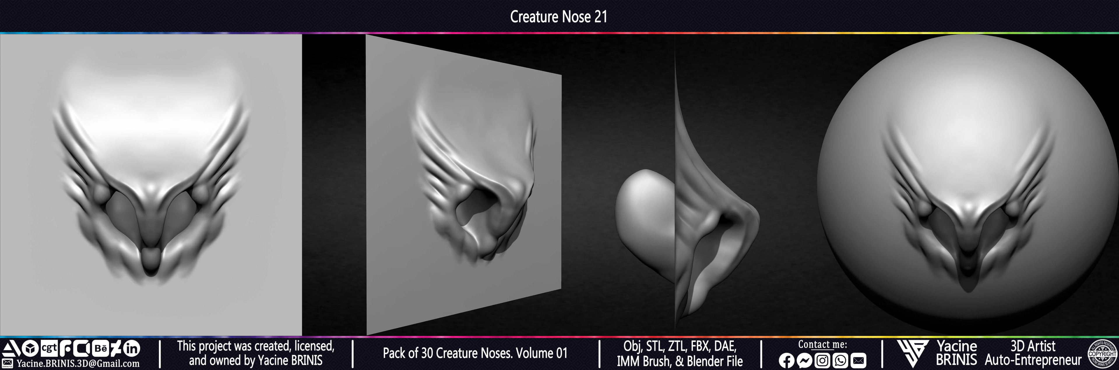 Creature Nose VDM Brush Volume 01 Sculpted by Yacine BRINIS Set 028