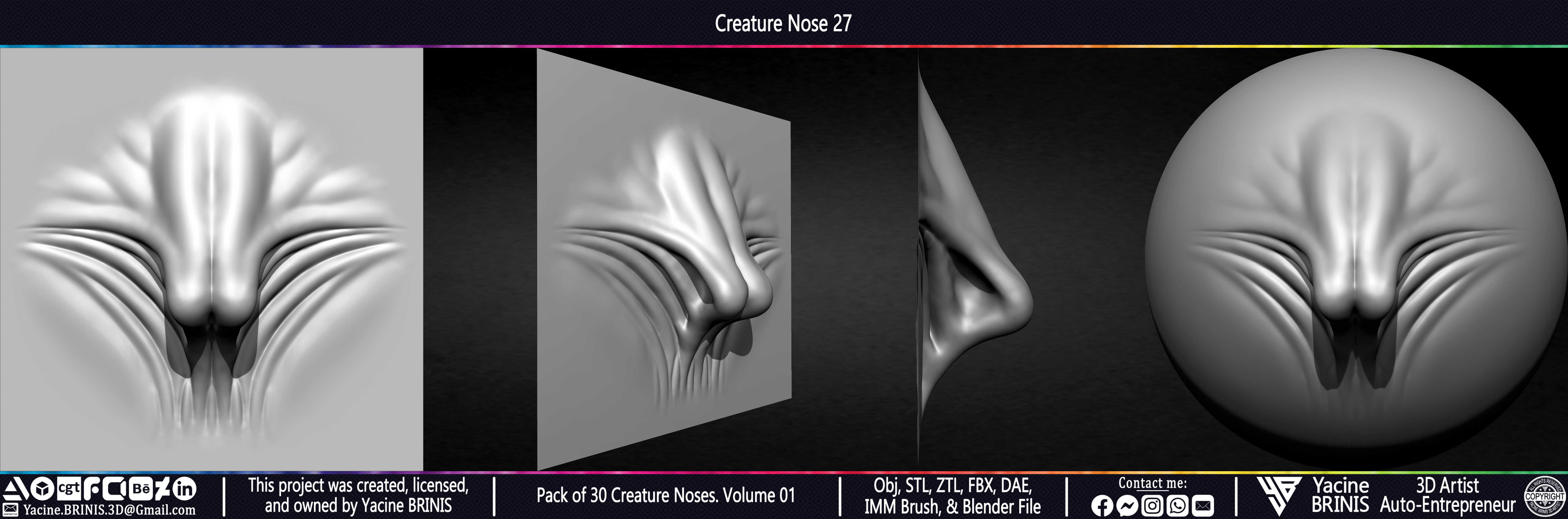 Creature Nose VDM Brush Volume 01 Sculpted by Yacine BRINIS Set 034