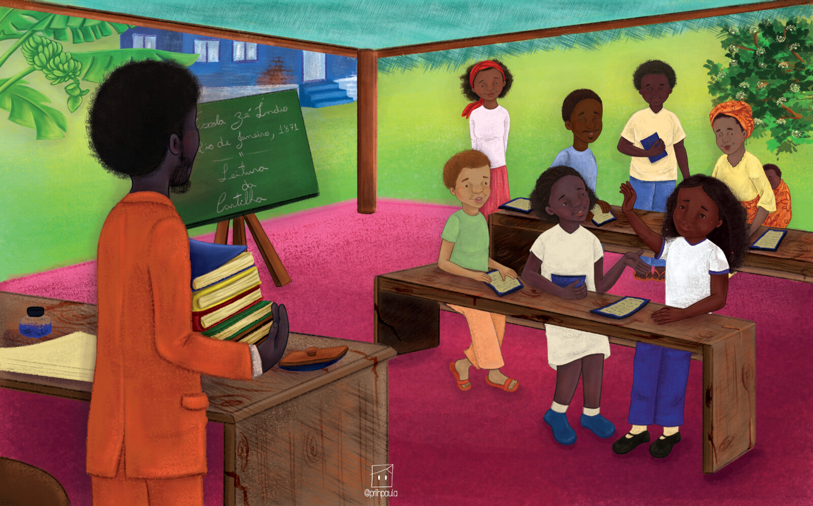 A viagem de Violeta (2022) – Alexandra Lima da Silva pela Appris editora, ilustrações de Priscila Paula.

