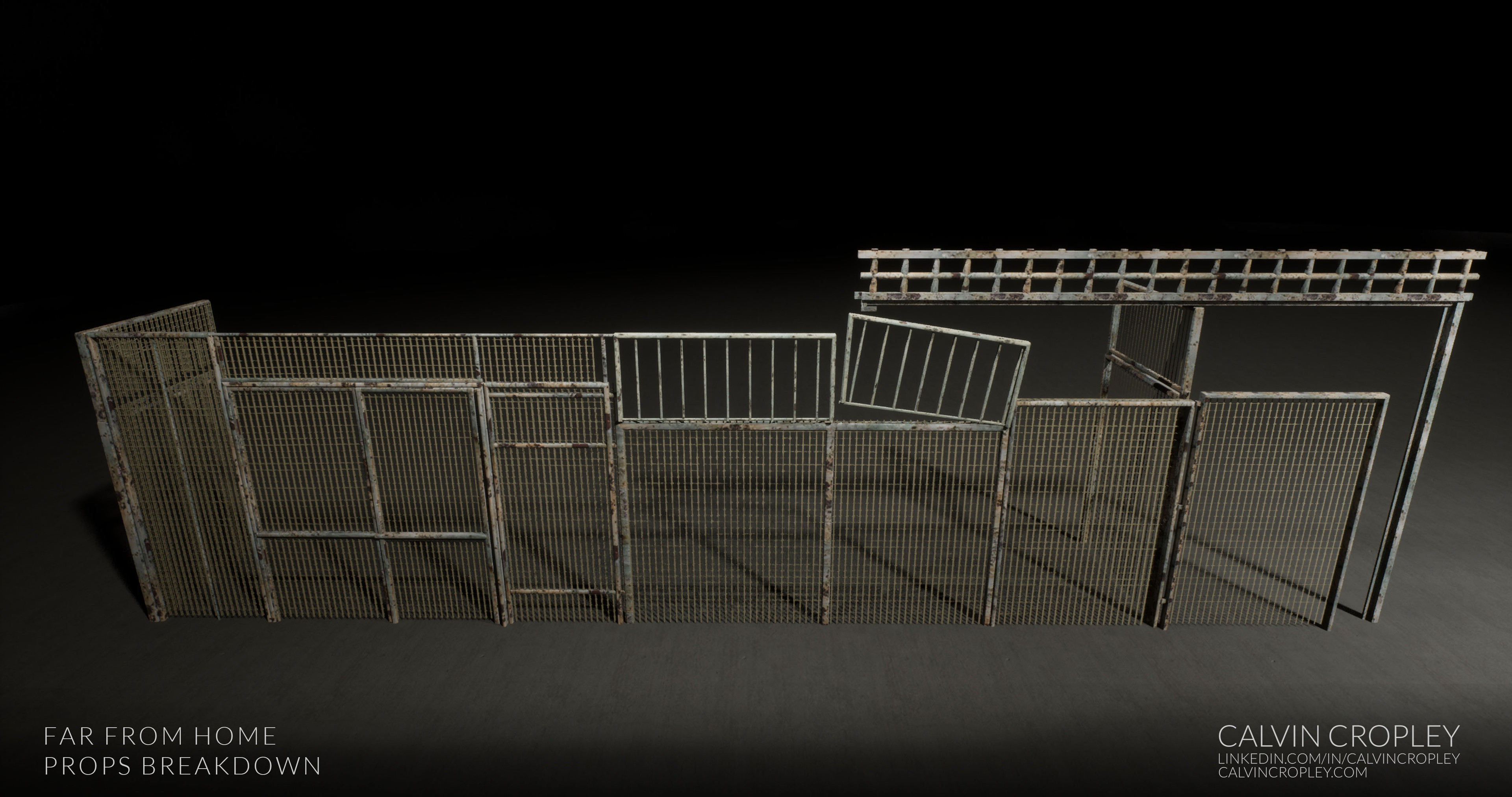 Versatile modular fencing with realistic wear and tear, ideal for industrial and urban spaces.