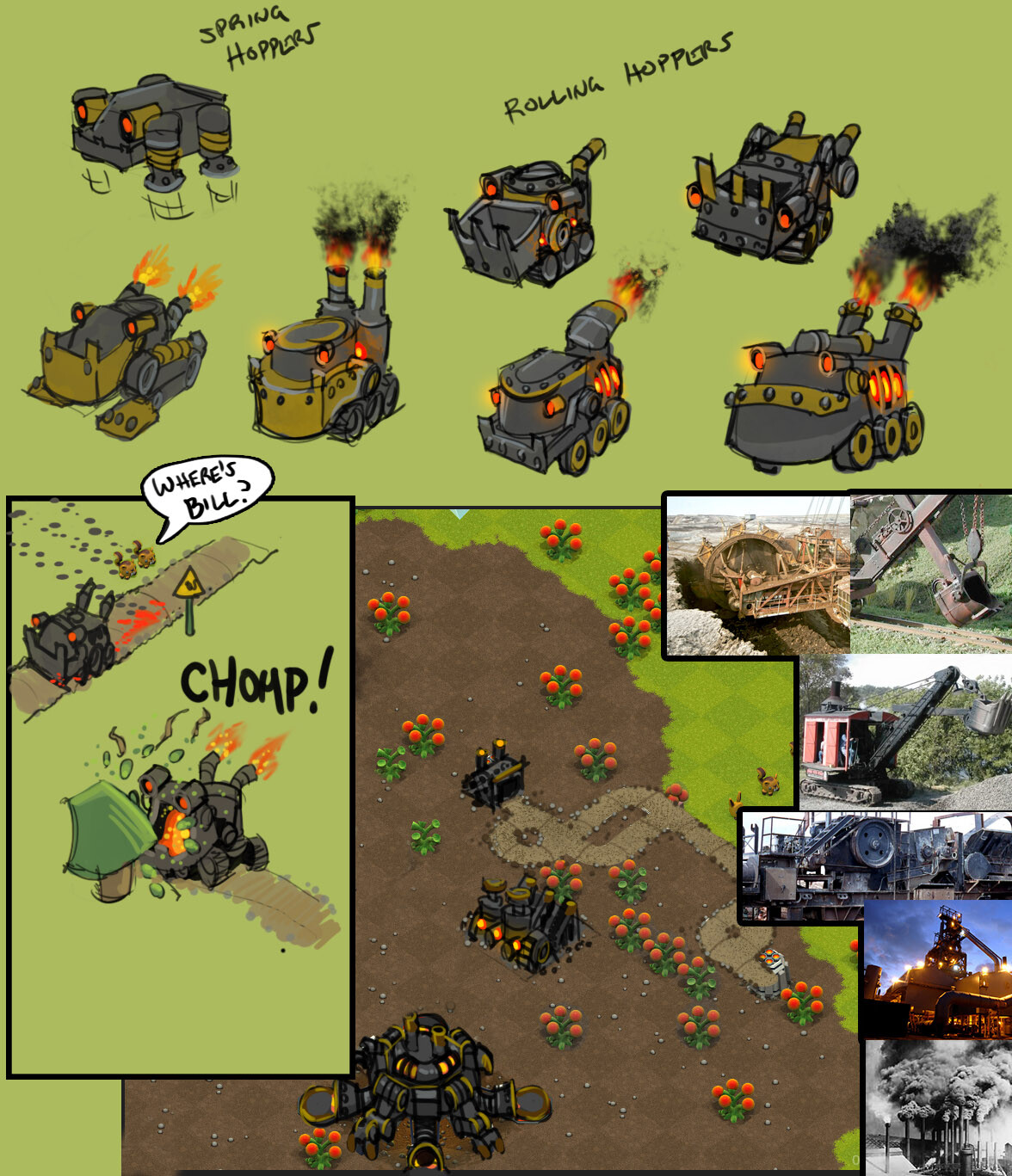 Some concepts of the hoppers as more resource devouring machines.