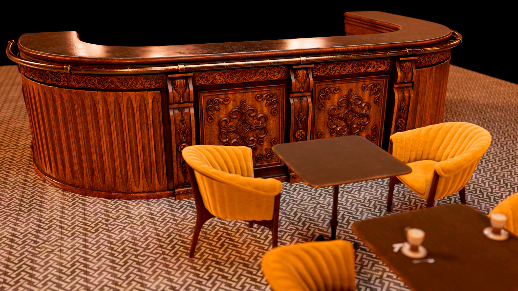Cafe bar rendered in Arnold for Maya