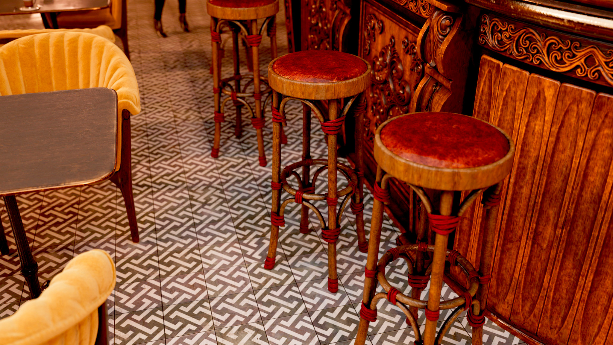 Cafe bar rendered in Arnold for Maya