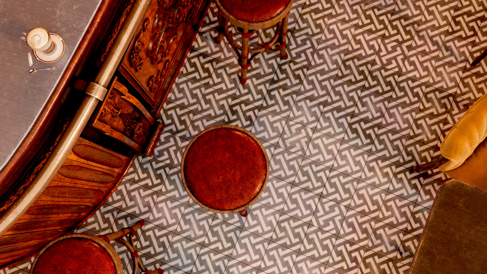 Cafe bar rendered in Arnold for Maya